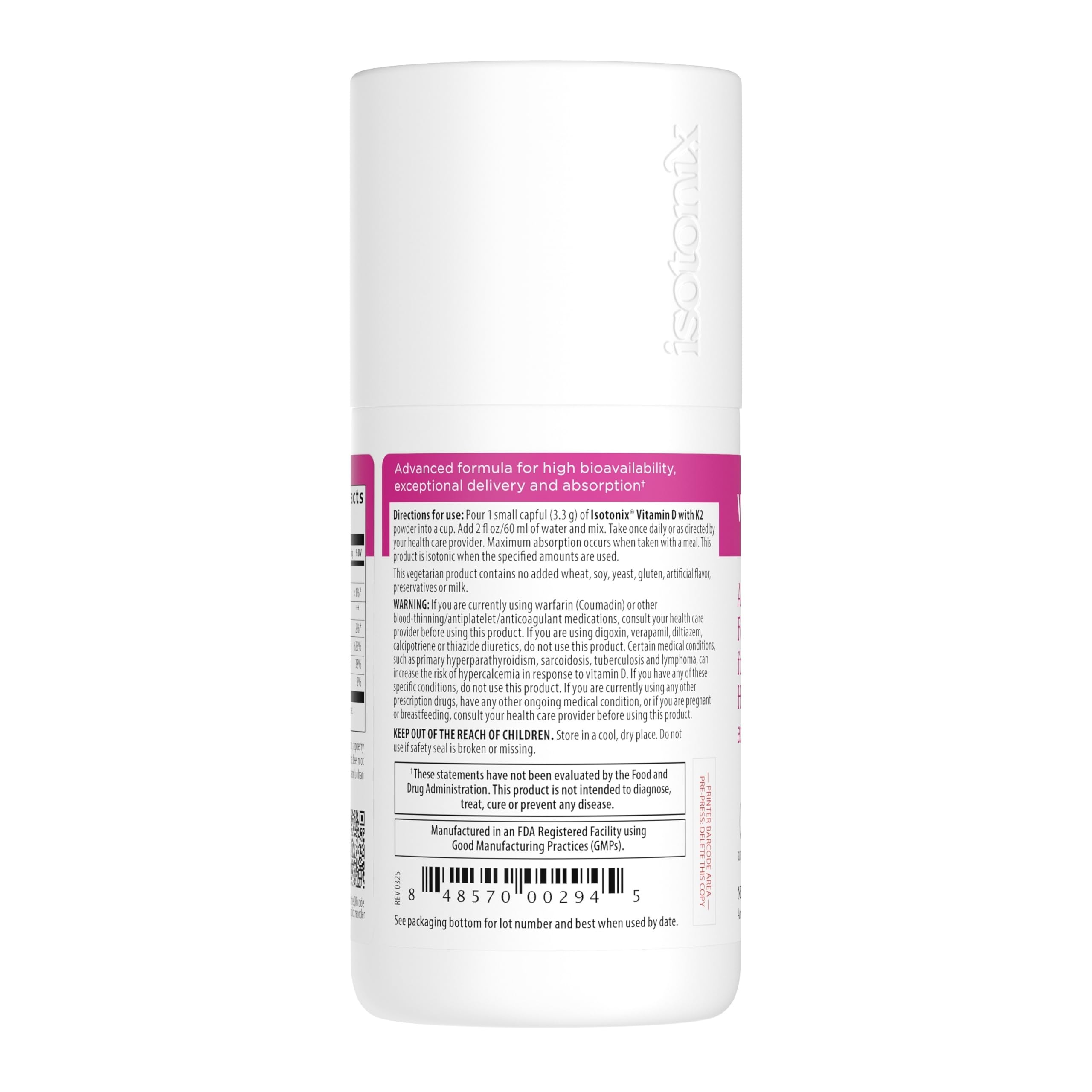Isotonix Vitamin D3 & K2 Powder scoop with powder