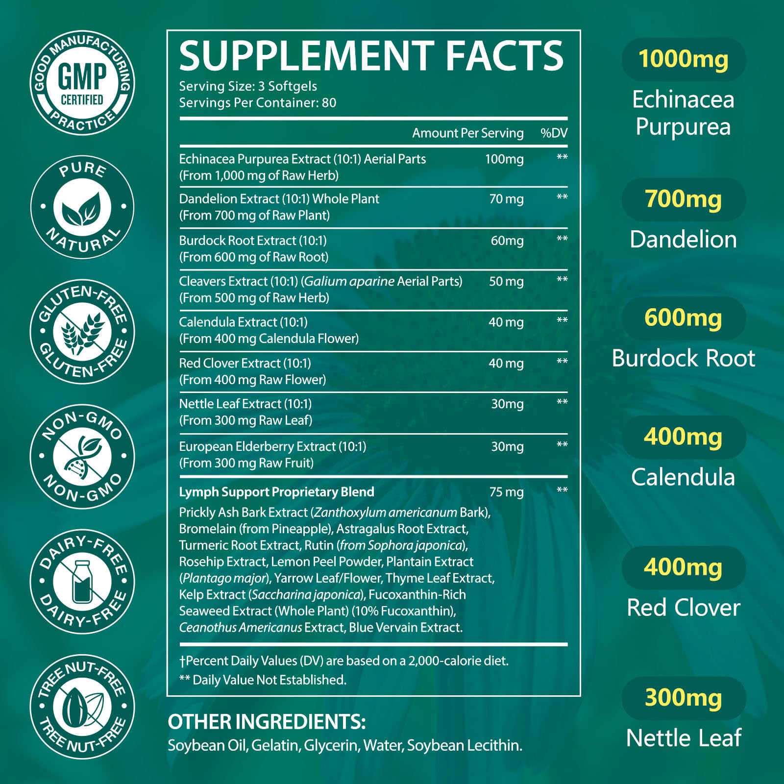 ISUNRISE Echinacea 21-in-1 Lymphatic Support Softgels on a kitchen counter
