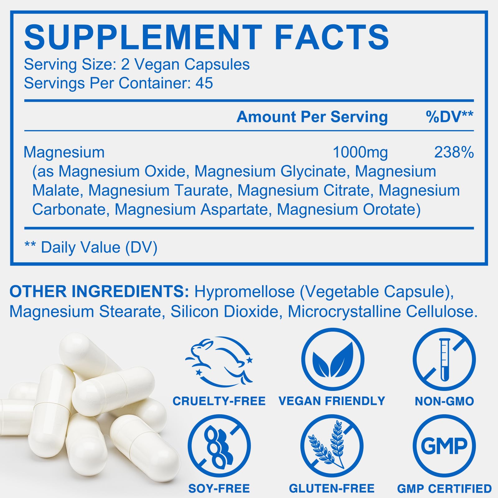 ISUNRISE Magnesium Complex 1000mg capsules on a table