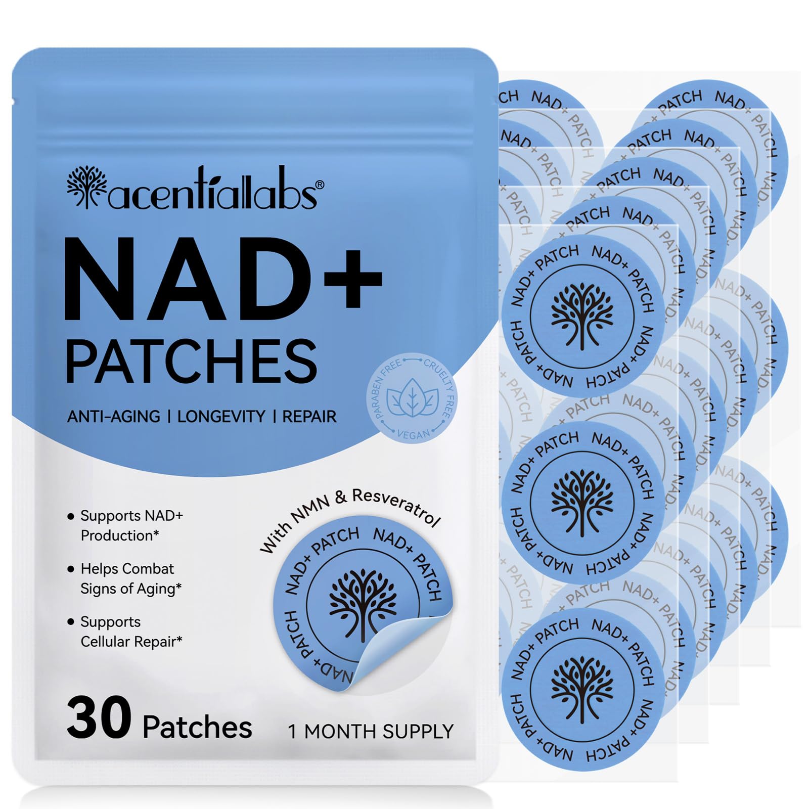 ISUNRISE NAD+ Patches 30 Count packaging front view