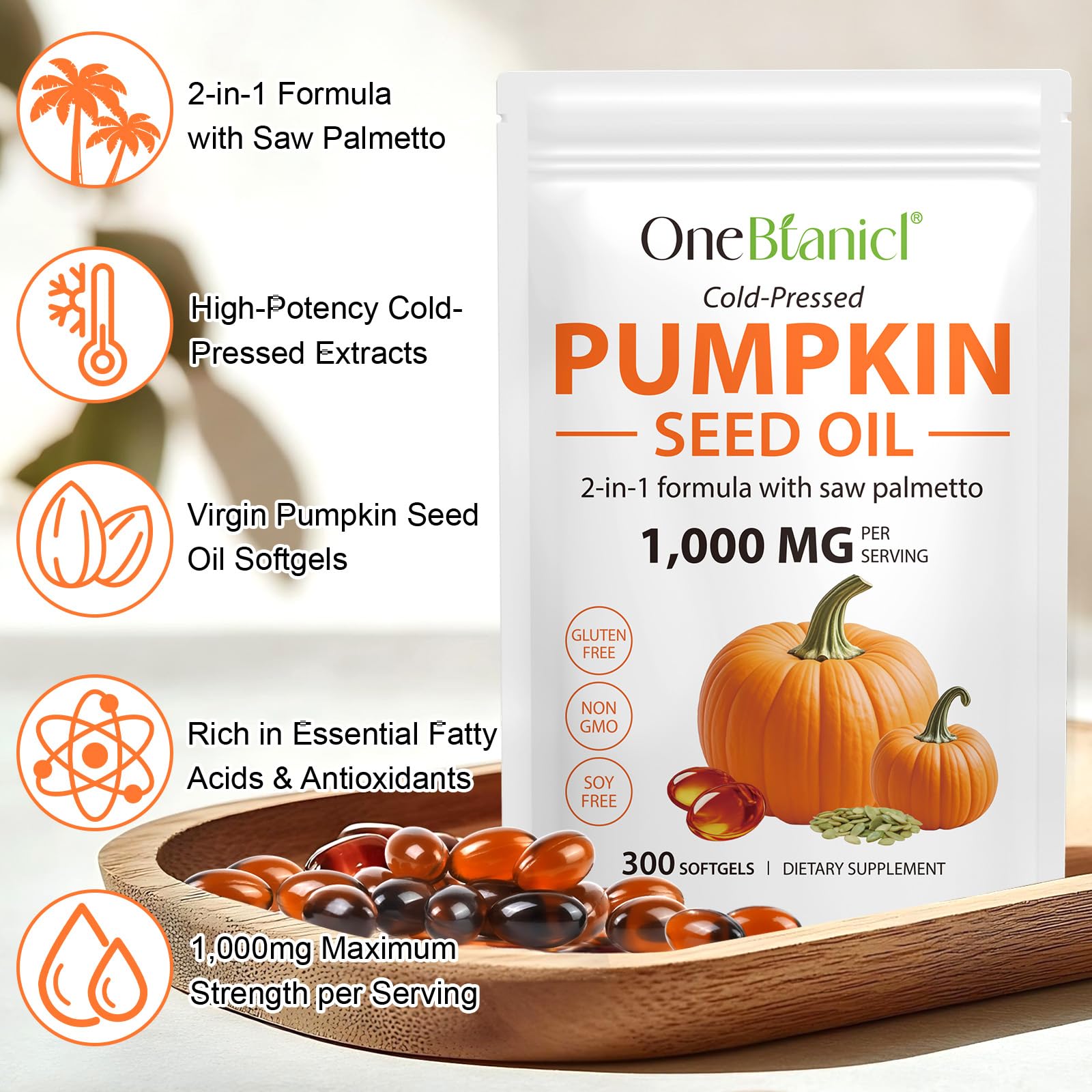 ISUNRISE Pumpkin Seed Oil Capsules softgel close-up