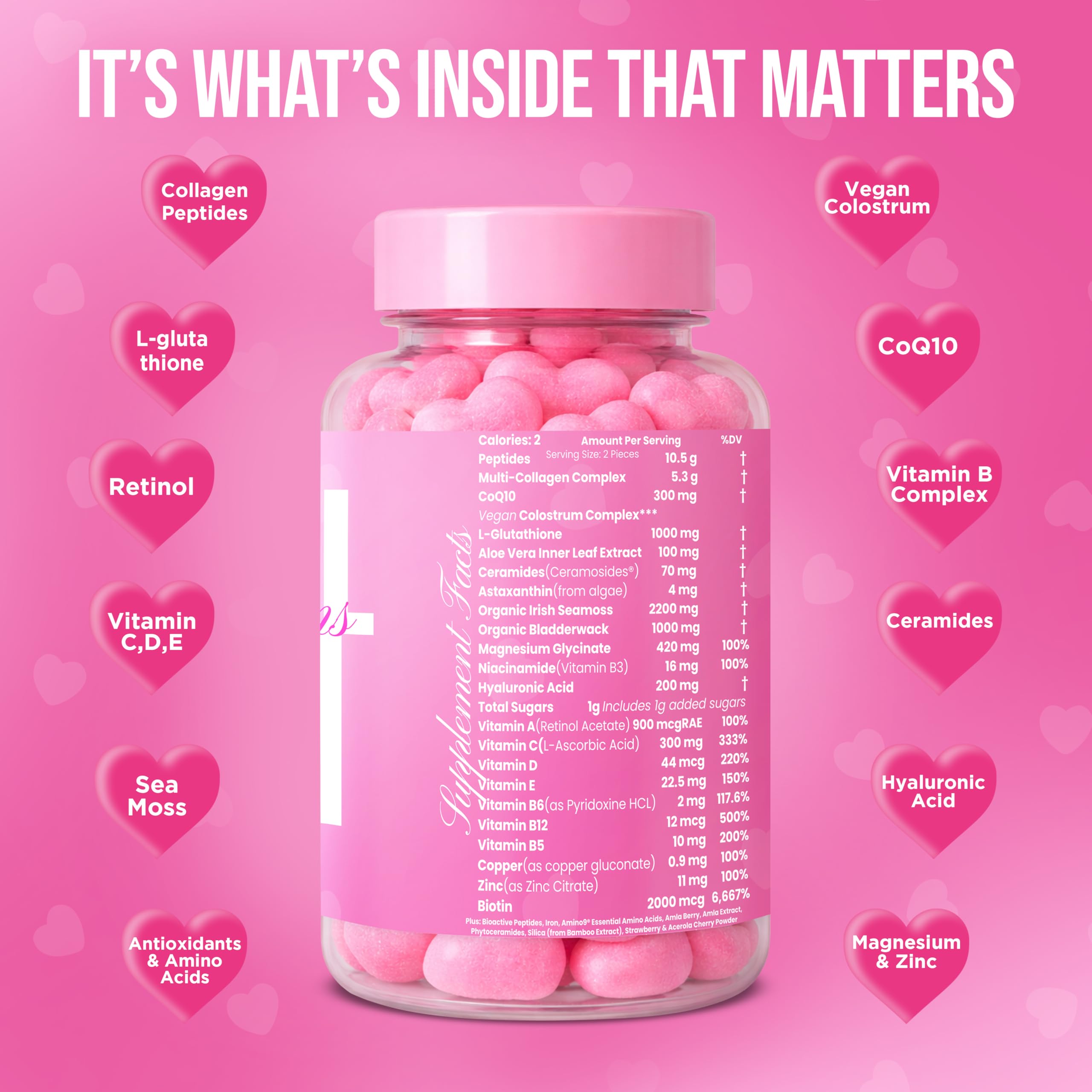 It Girl Vitamins Skin Gummies back view with nutritional information