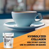 It's Just! Collagen Peptides 567g in a clear bowl with a spoon