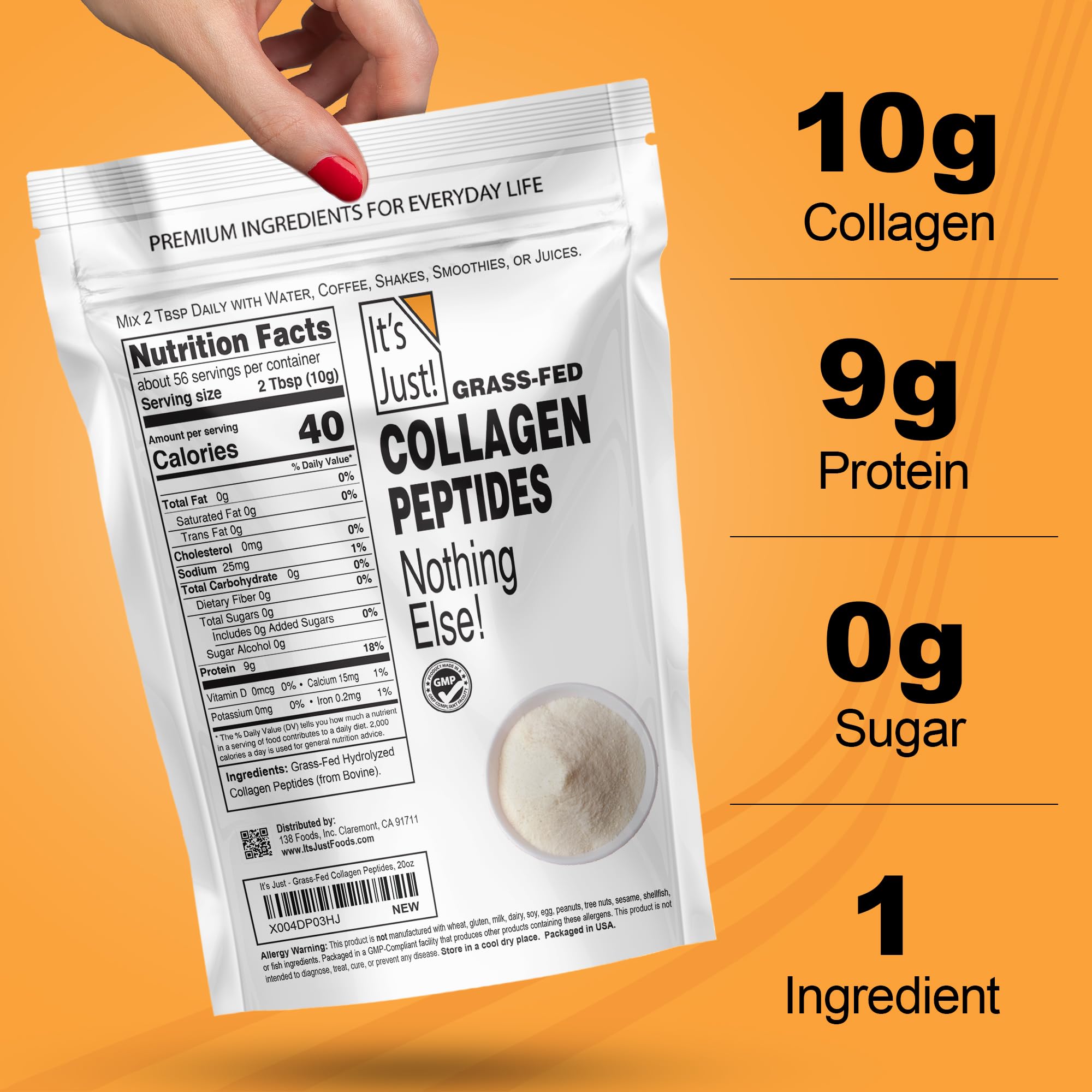 It's Just! Collagen Peptides 567g mixed in a smoothie