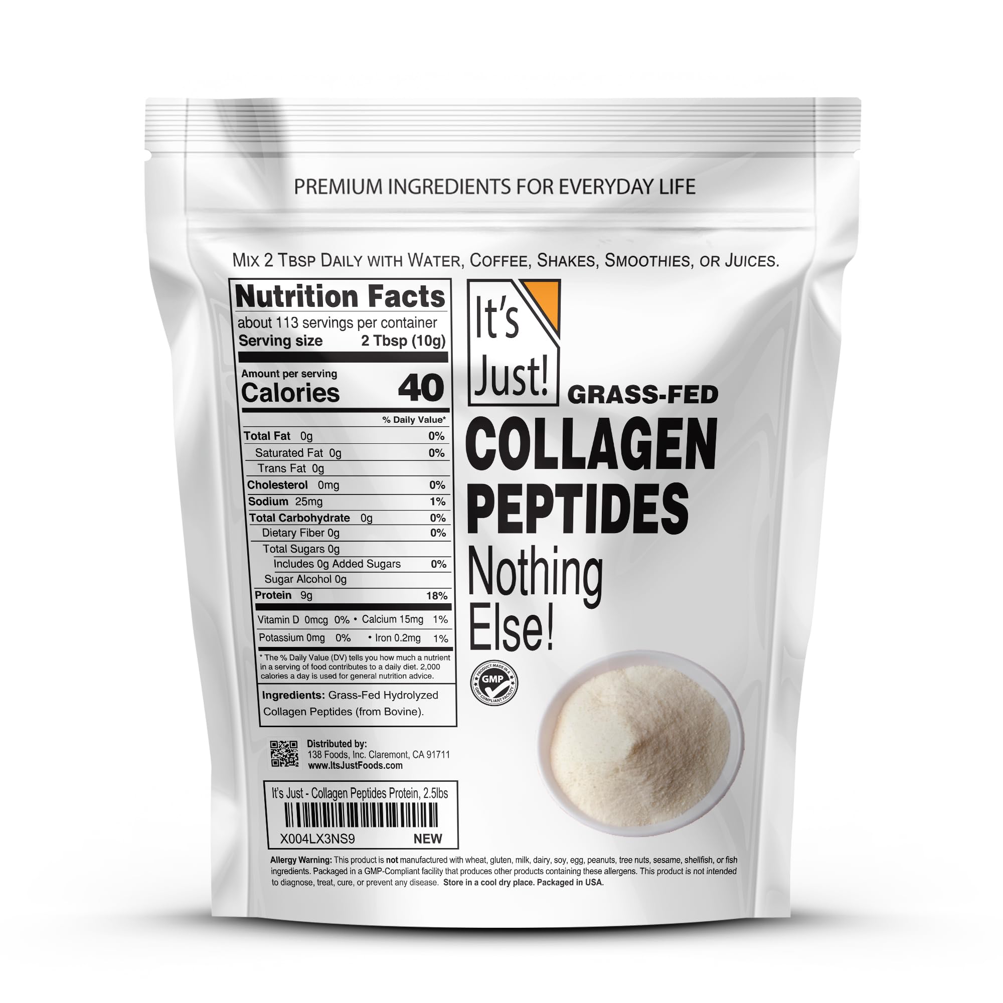It's Just! Collagen Peptides Powder 567g packaging