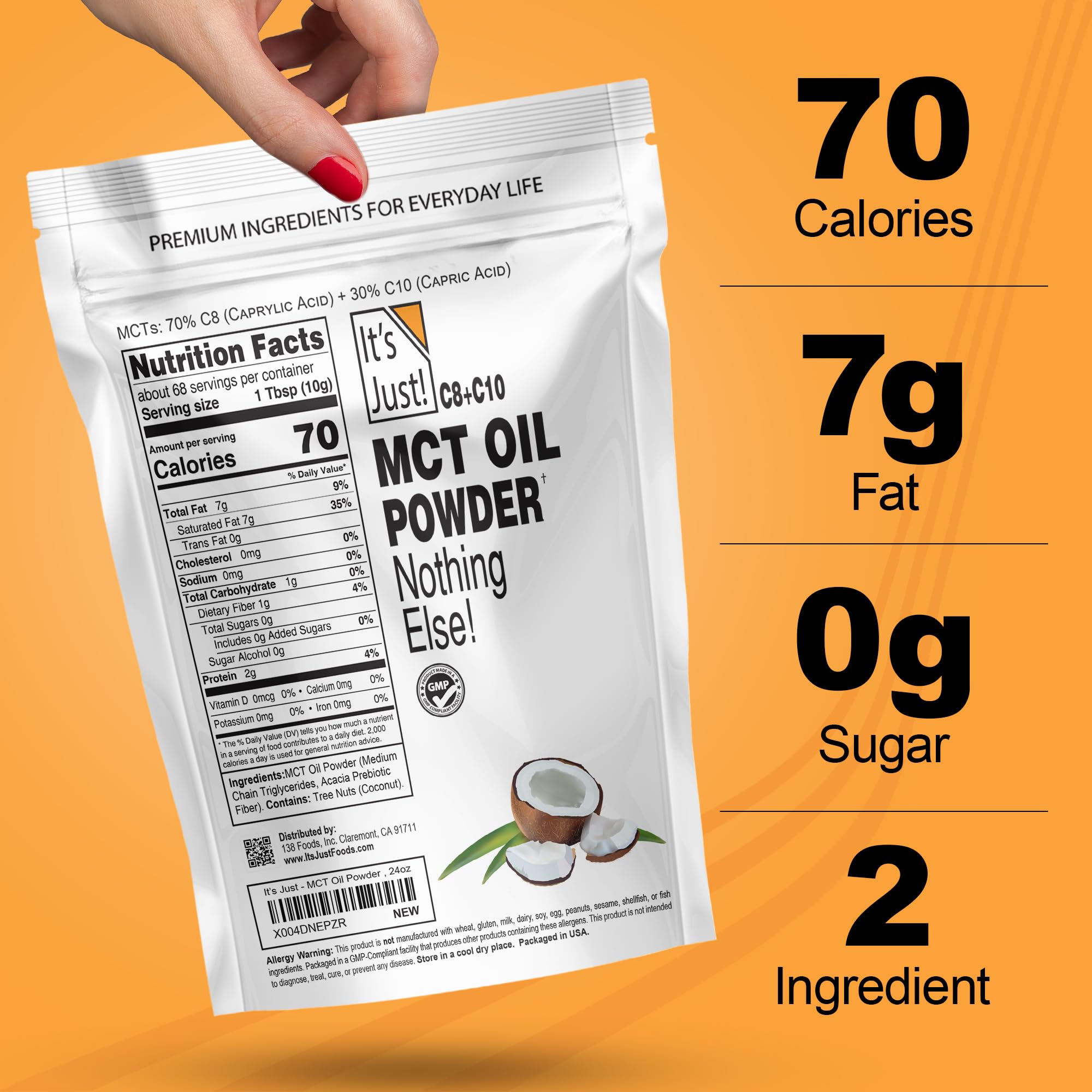 It's Just! MCT Oil Powder 680g mixed in smoothie