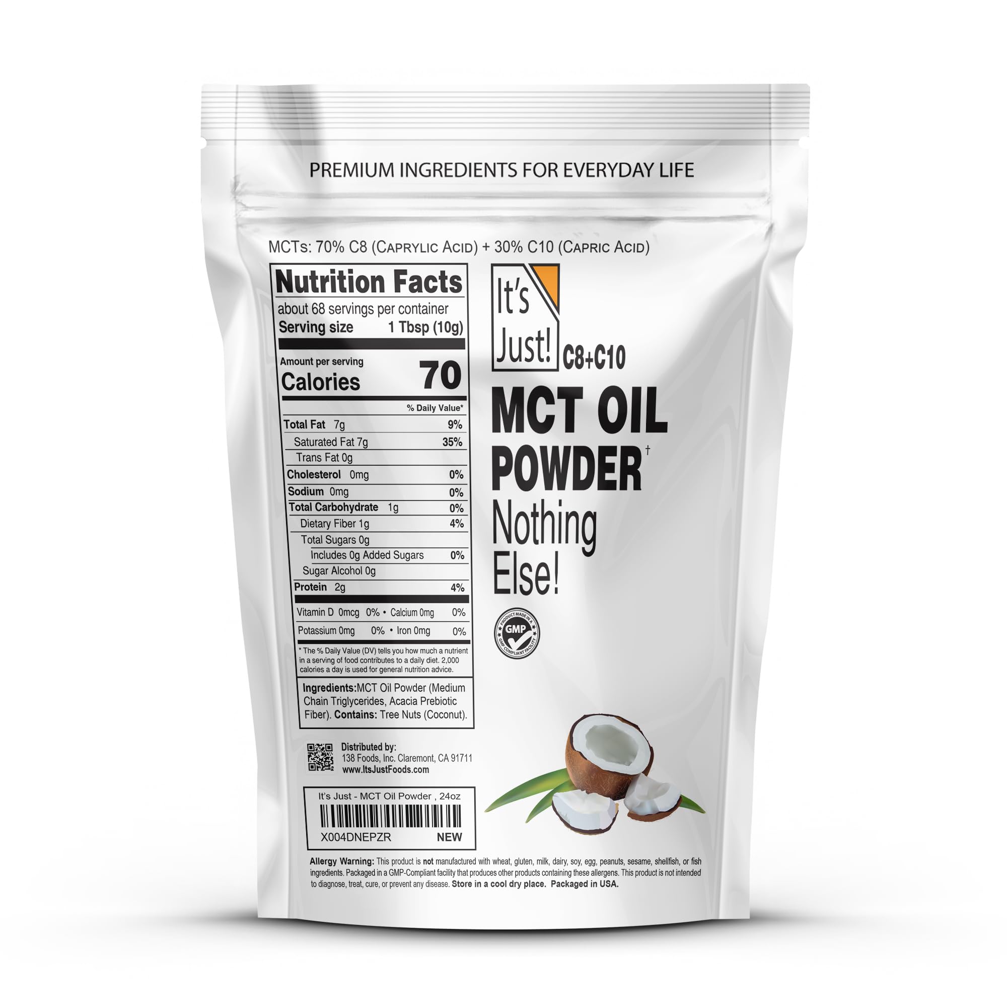 It's Just! MCT Oil Powder 680g packaging side view