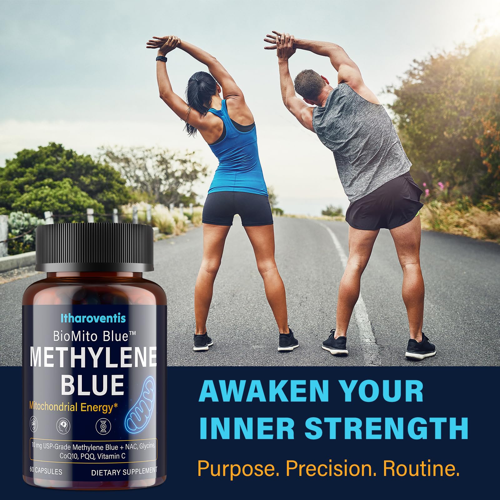 Itharoventis Methylene Blue Capsules with a measuring spoon