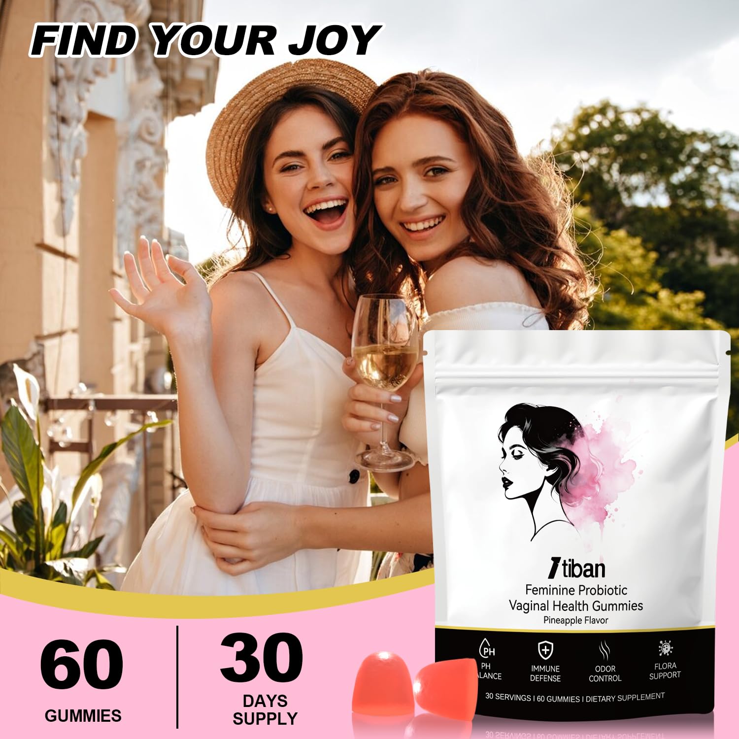 Itiban Dual-Action Wellness Gummies for Women close-up of gummies