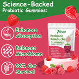 Itiban Kombucha Gummies on a wooden table with fresh ingredients