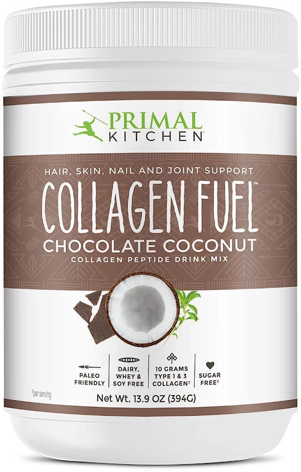 IUSOT Collagen Peptide Drink Mix Chocolate Coconut 394g front view