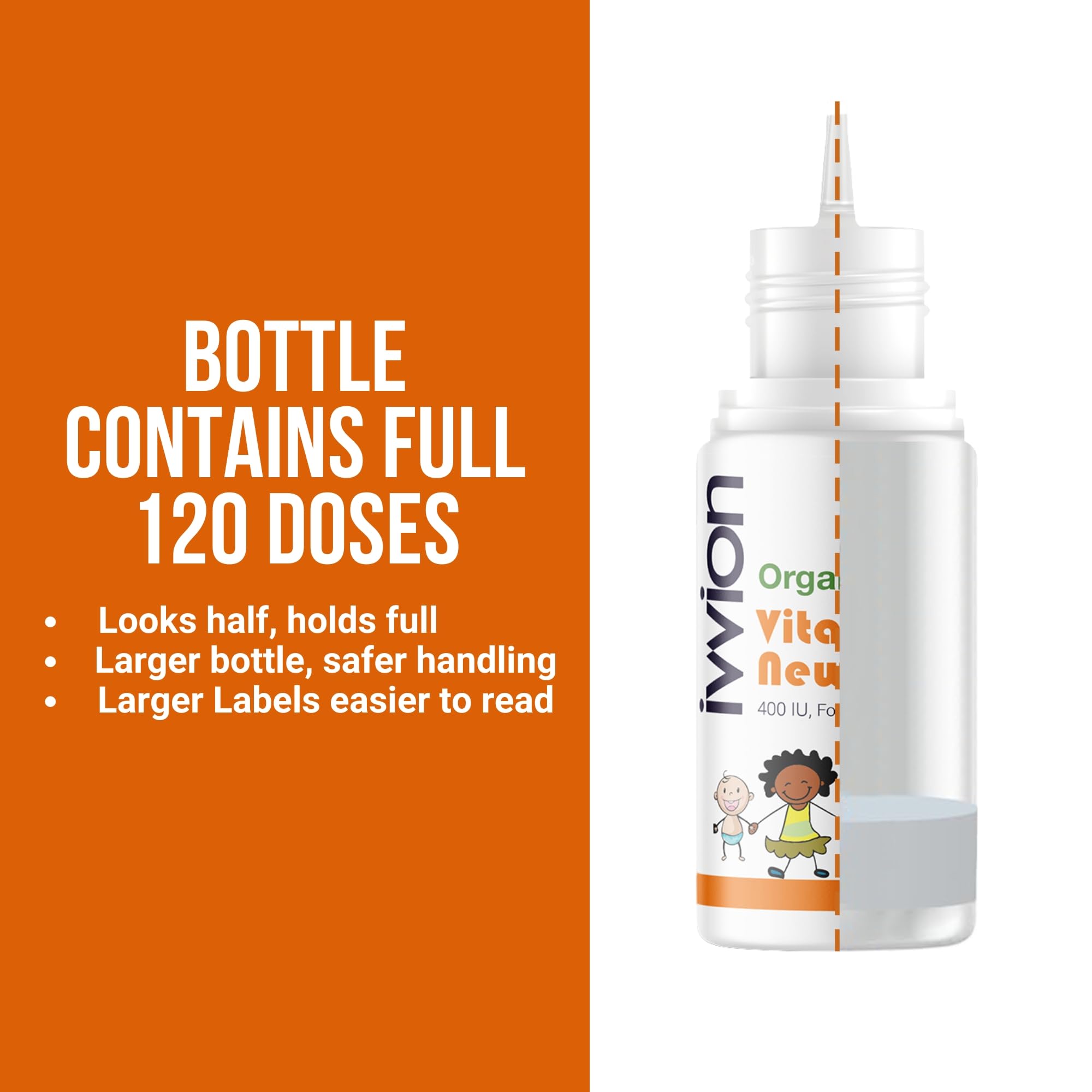 ivvion Organic Vegan Daily Baby Vitamin D3 Drops bottle with a dropper