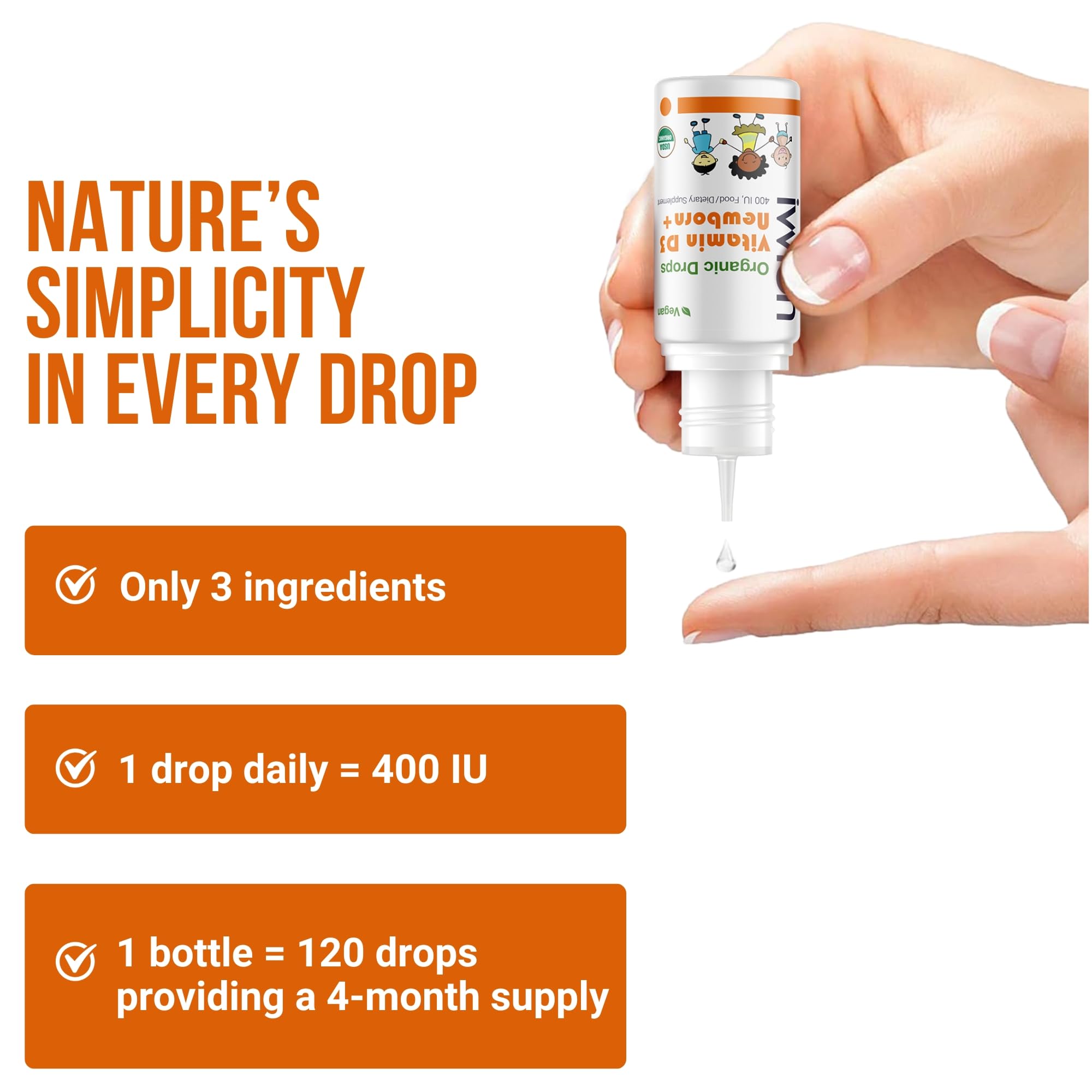ivvion Organic Vegan Daily Baby Vitamin D3 Drops packaging side view