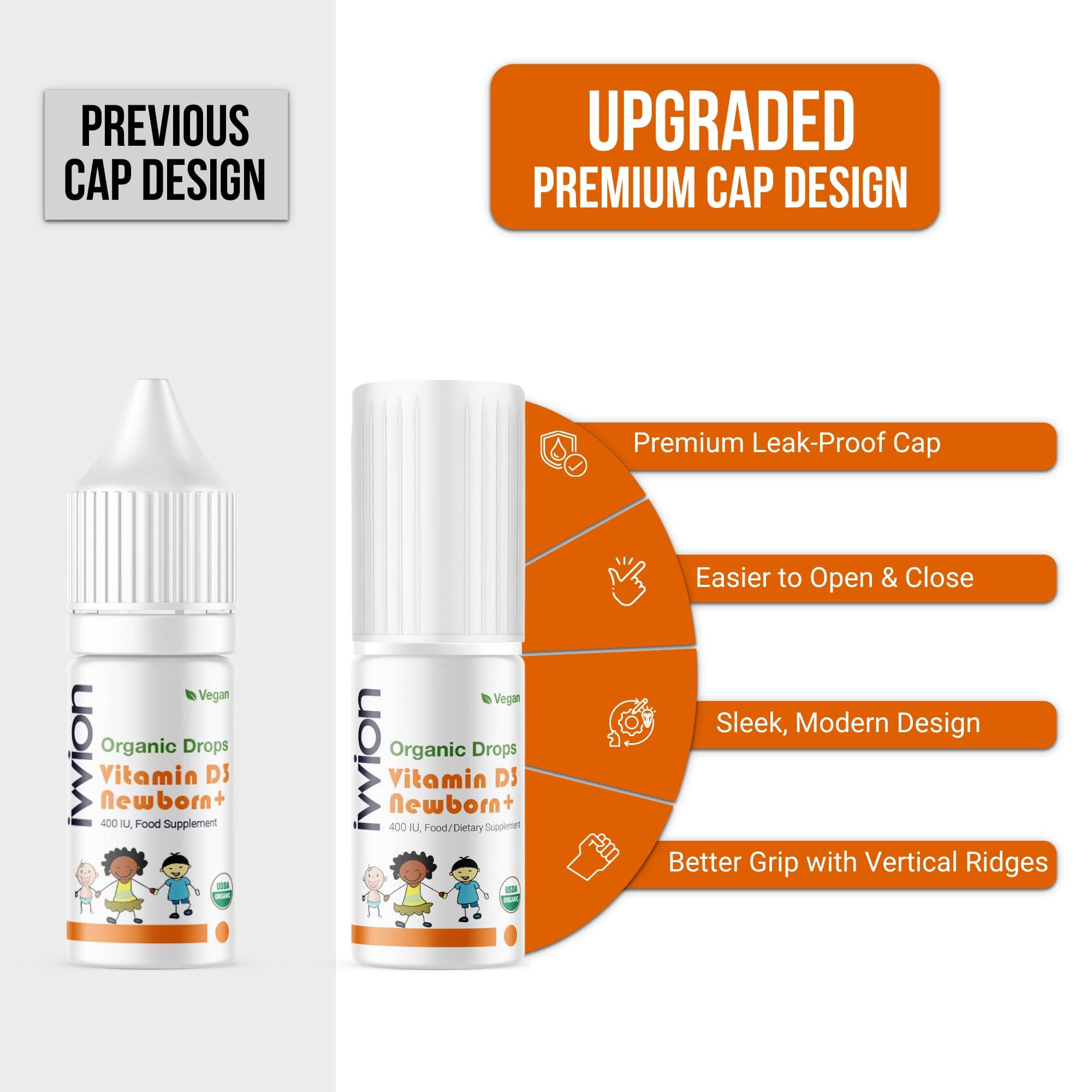 ivvion Organic Vegan Daily Baby Vitamin D3 Drops precision nozzle close-up