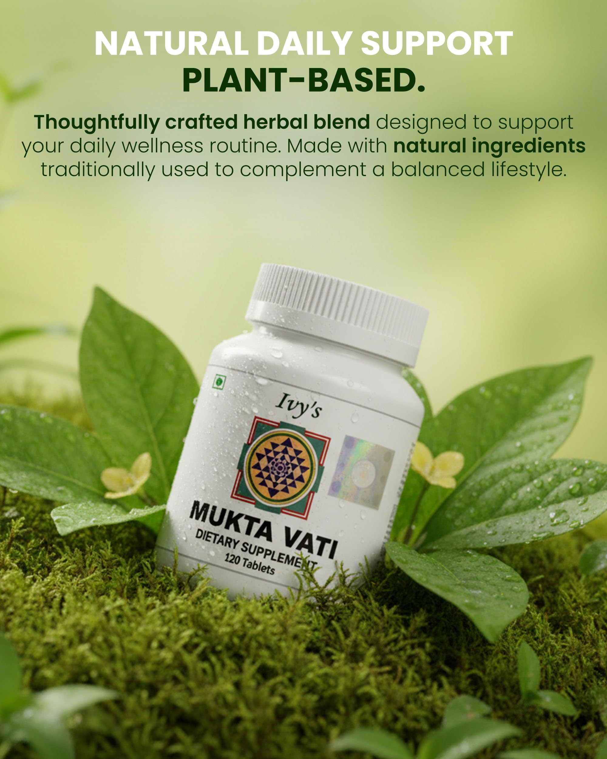 Ivy's Muktavati Multivitamin supplement on a wooden table