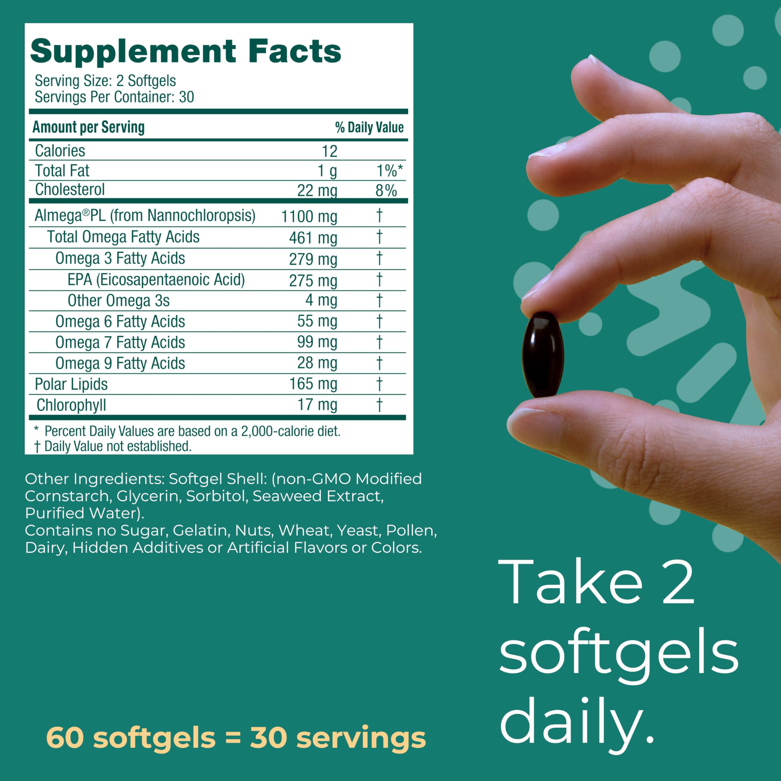 Iwi Omega-3 Algal Oil Softgels showing serving size
