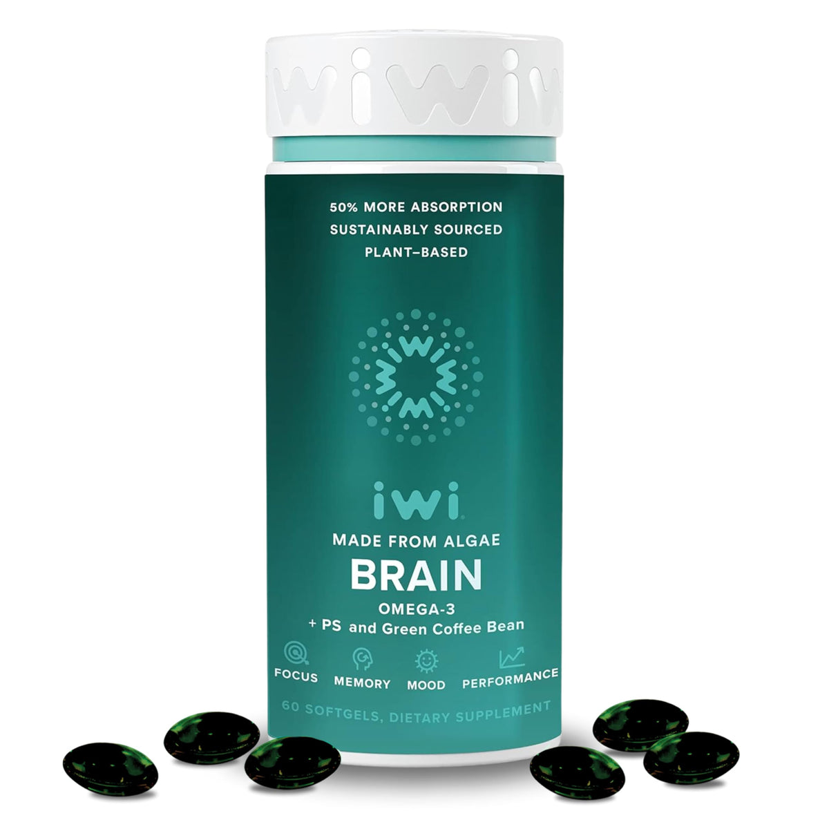 Iwi Omega-3 Brain Support Supplement 100g front view