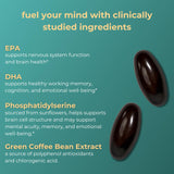 Iwi Omega-3 Brain Support Supplement 100g side view showing softgels