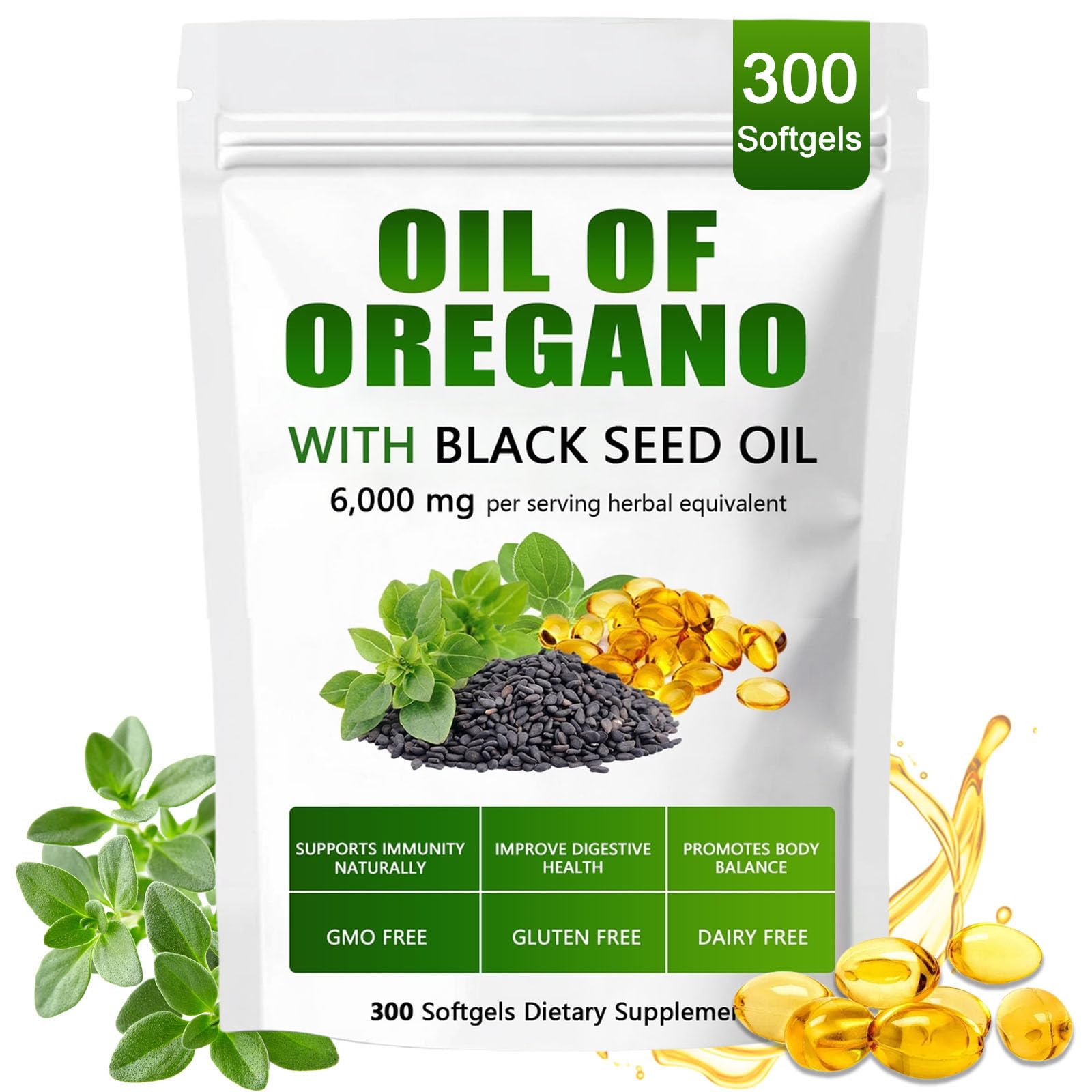 ixarco Oil of Oregano Softgels 300 capsules front view