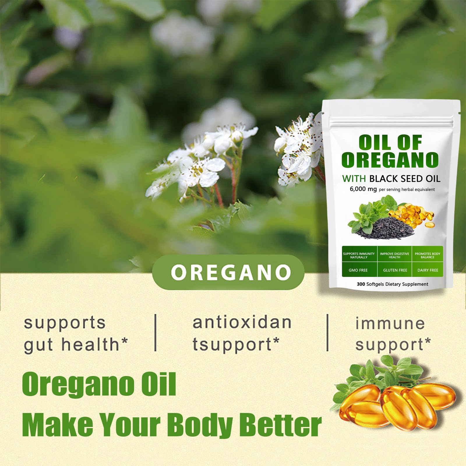 ixarco Oil of Oregano Softgels capsules on a spoon