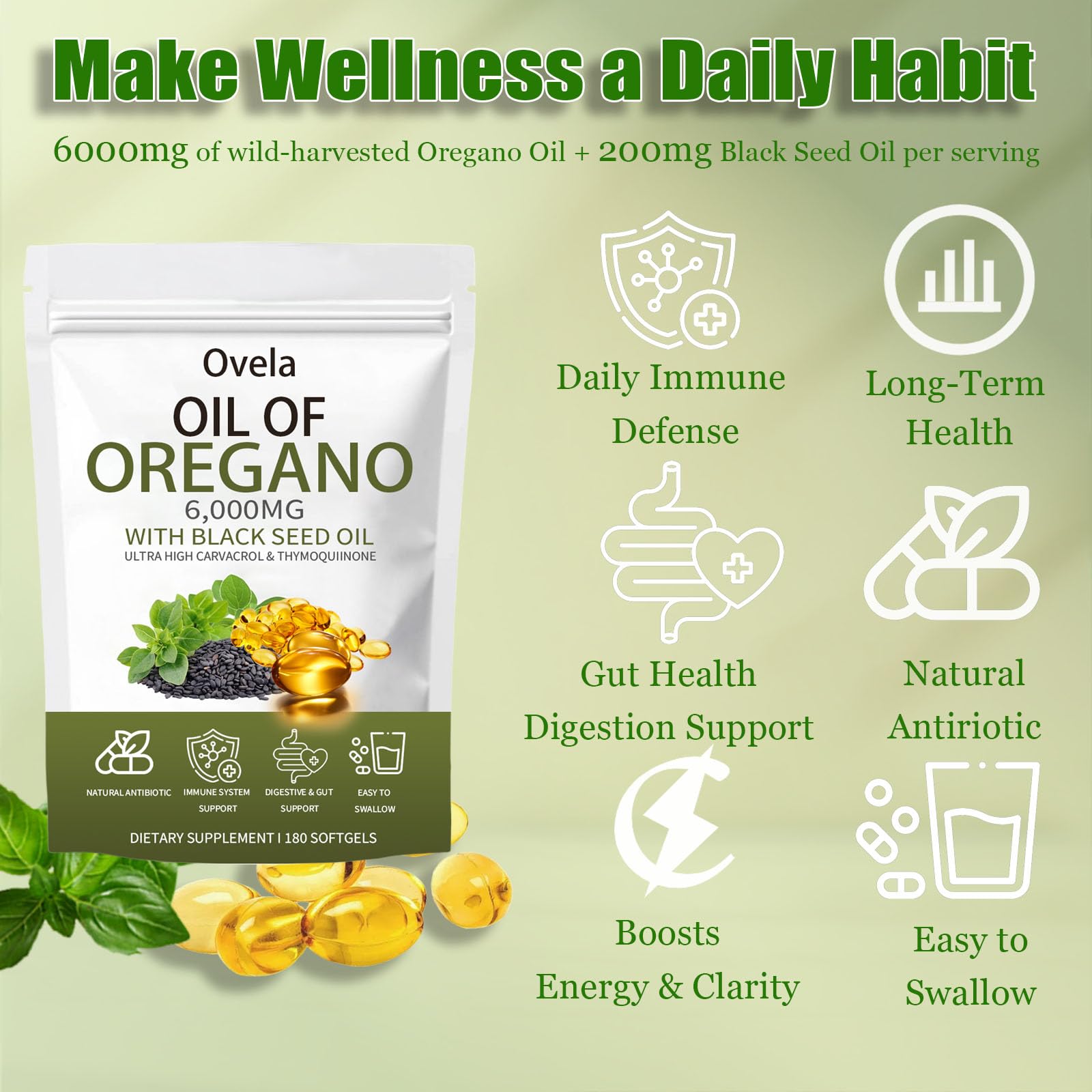 ixarco Oregano Oil Capsules showing softgel size