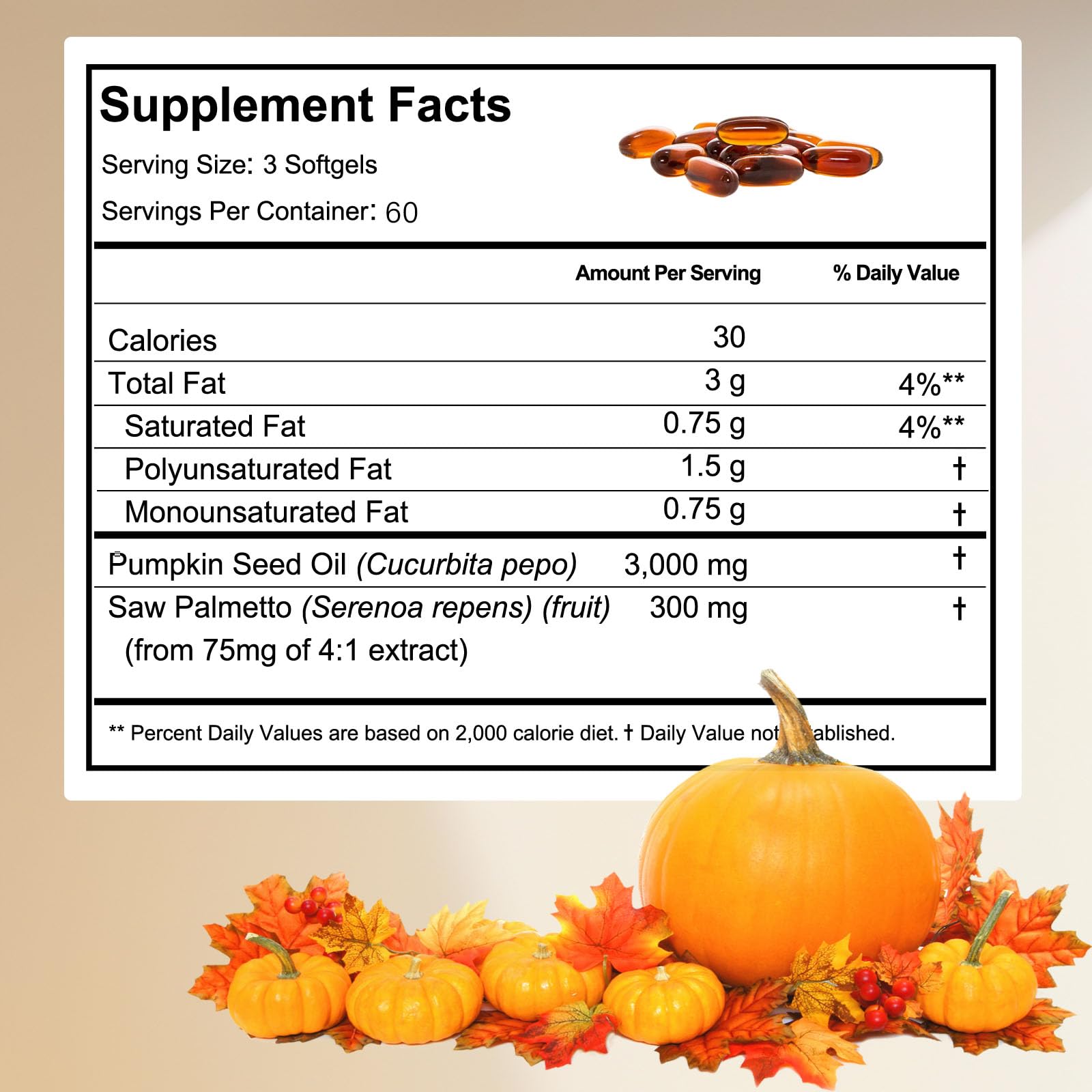 ixarco Pumpkin Seed Oil Softgels 3000mg side view showing capsule