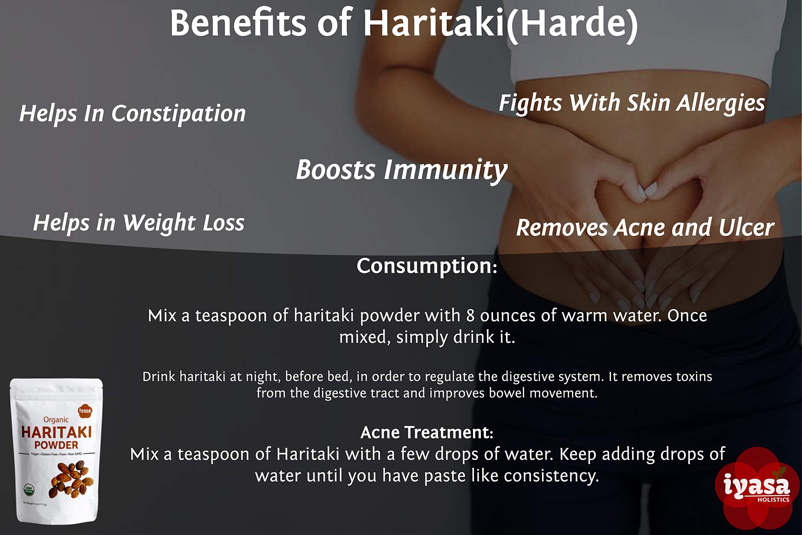 Iyasa Holistics Haritaki Powder 227g close-up of powder