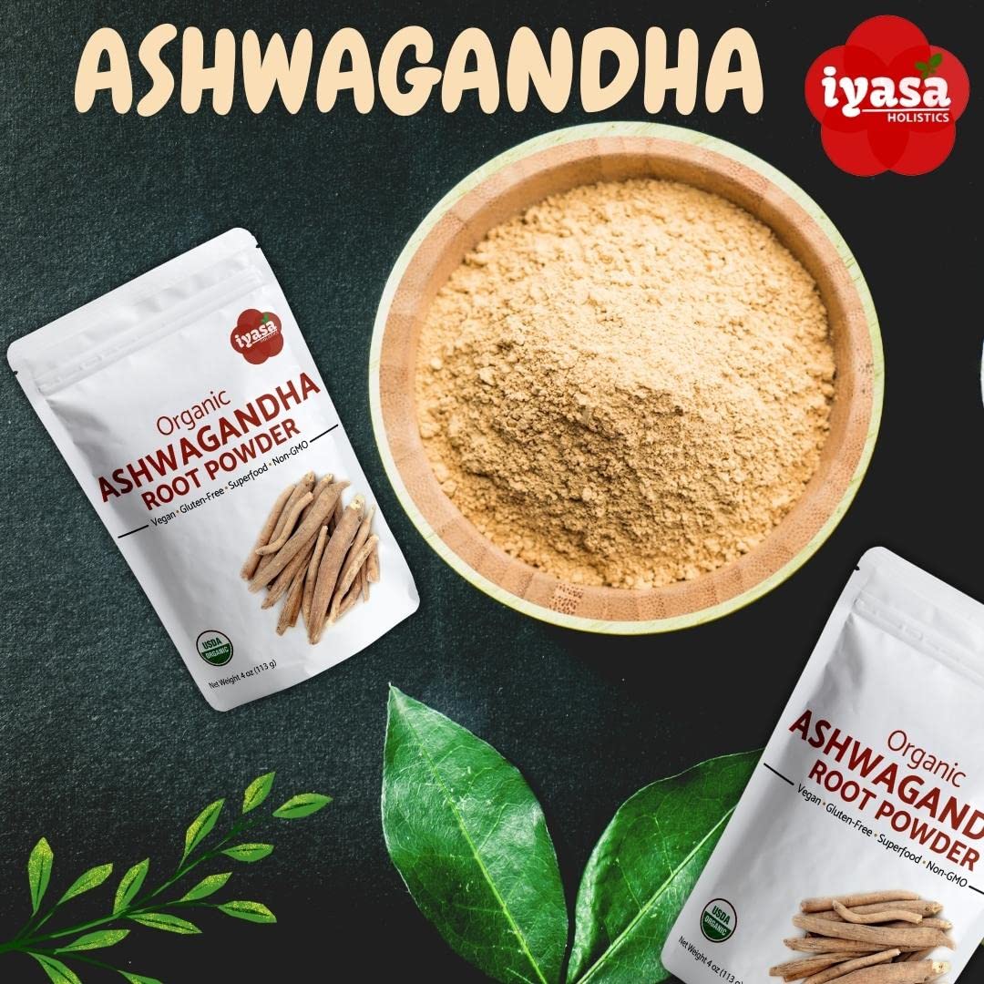 Iyasa Holistics Organic Ashwagandha Root Powder 113g side view