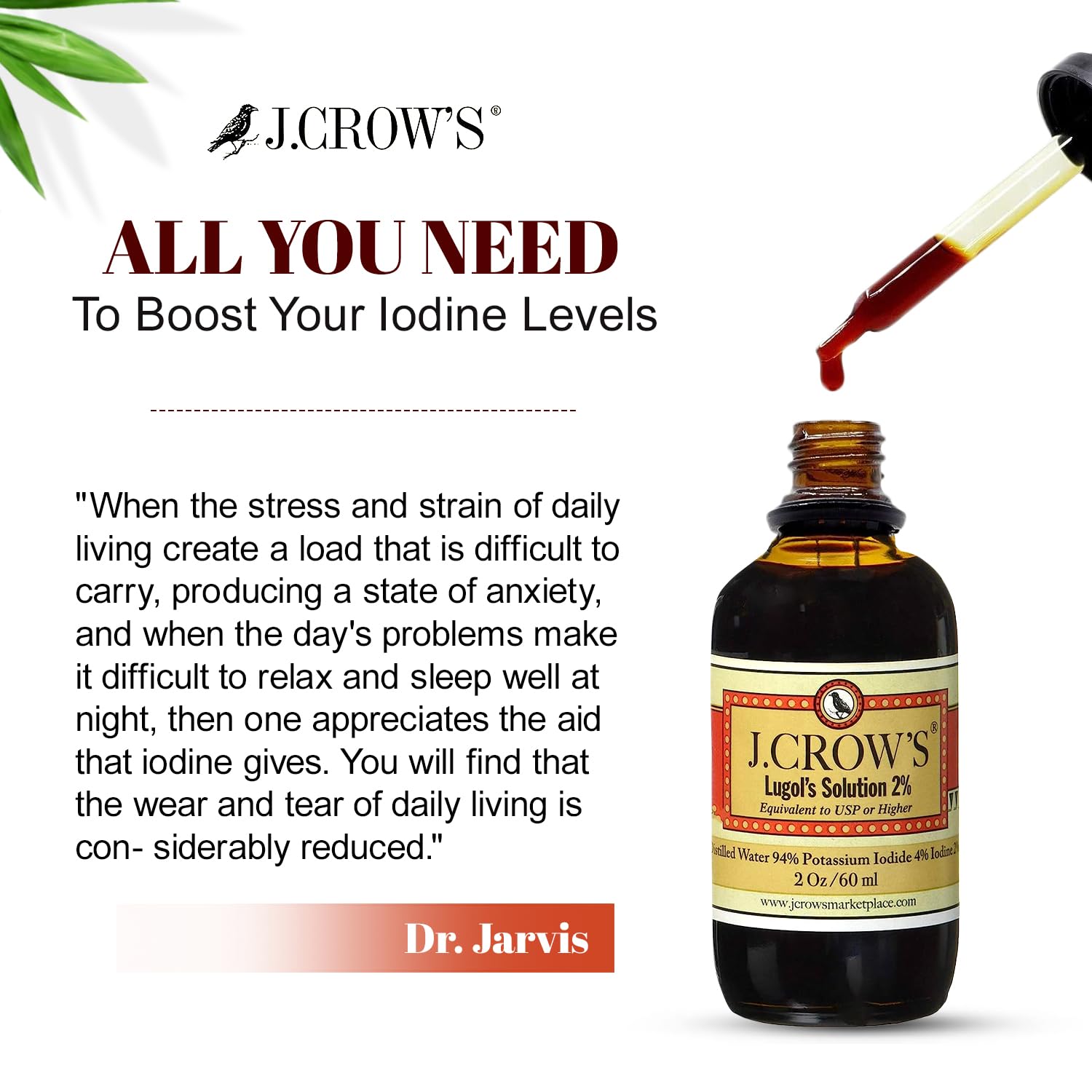 J. CROW'S Lugol's Iodine Solution in a kitchen setting