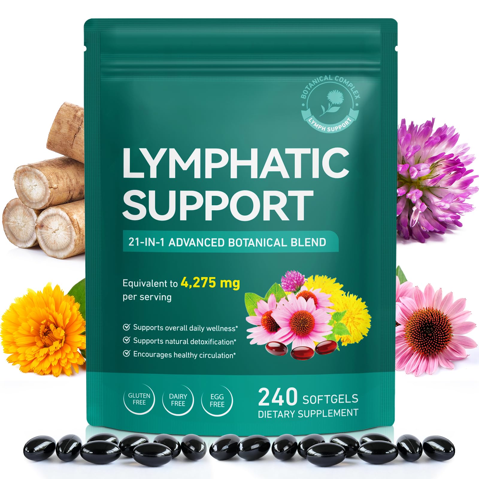 J&H Jasmine&Hyacinth Echinacea Softgels bottle front view