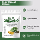 J-PRQ Oil of Oregano Softgels opened with capsules visible