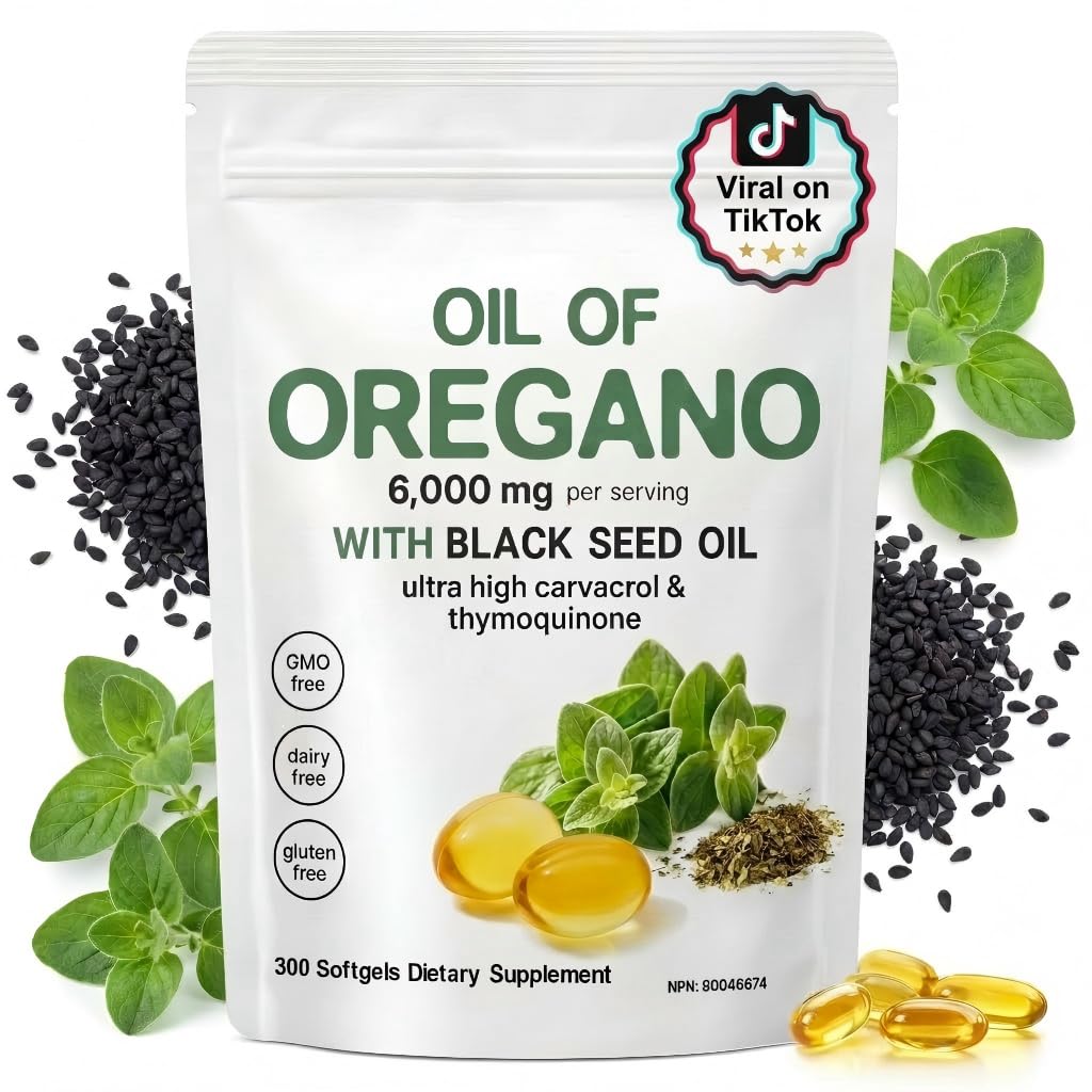 J-PRQ Oregano Oil & Black Seed Oil Softgels front view