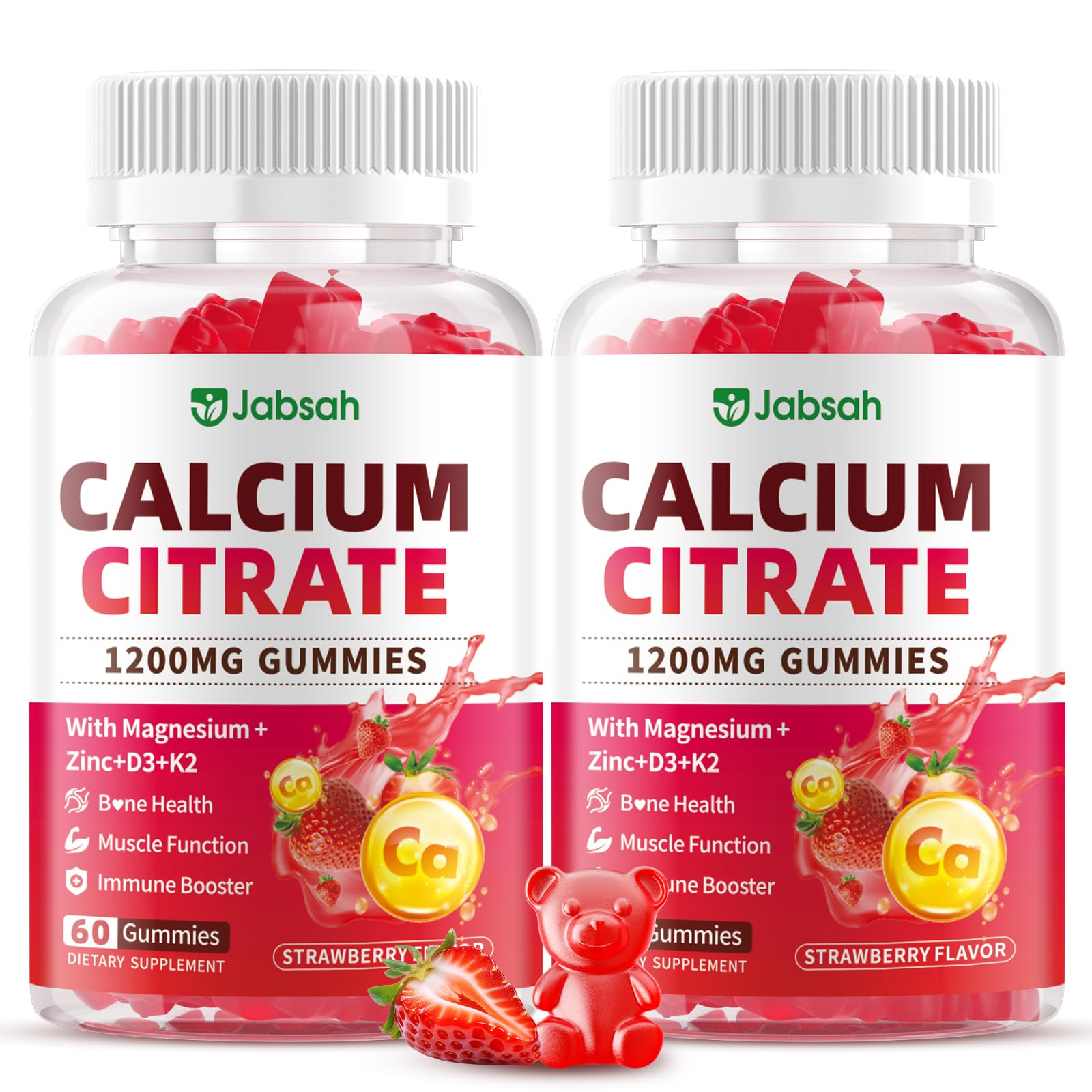 Jabsah Calcium Citrate Gummies bottle front view
