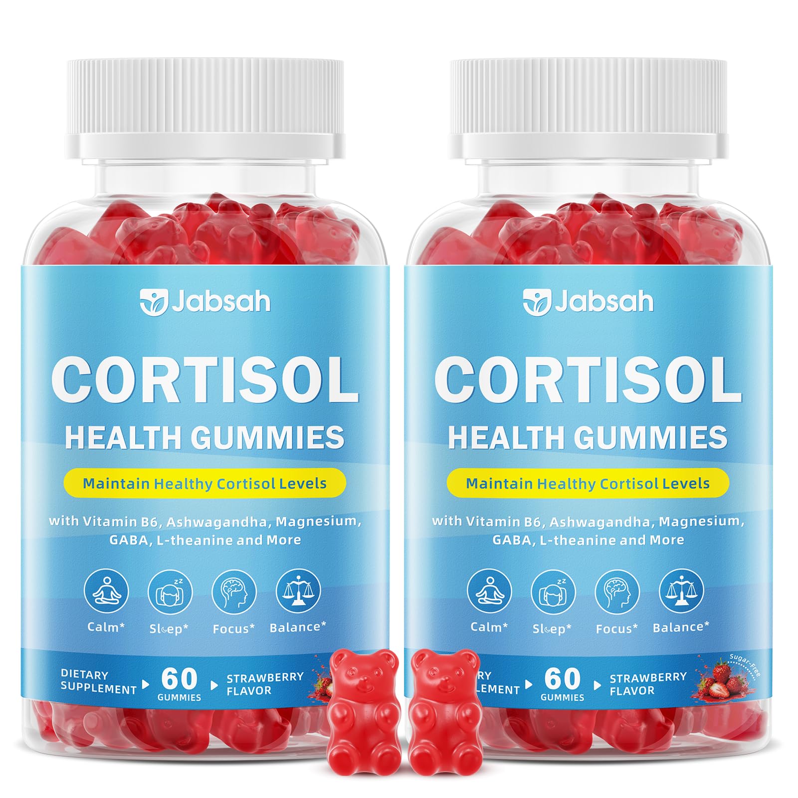 Jabsah Cortisol Supplements 120 Count bottle front view