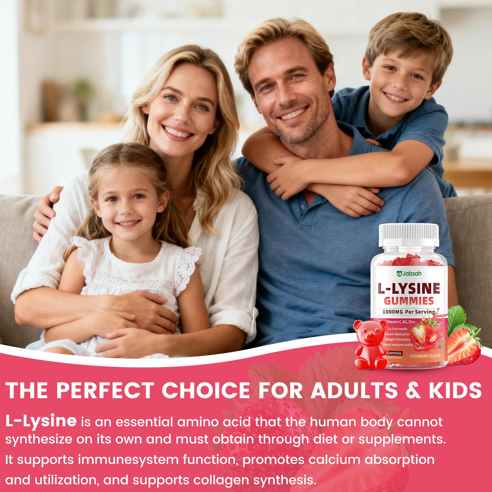 Jabsah L-Lysine Gummies 1000mg nutrition facts