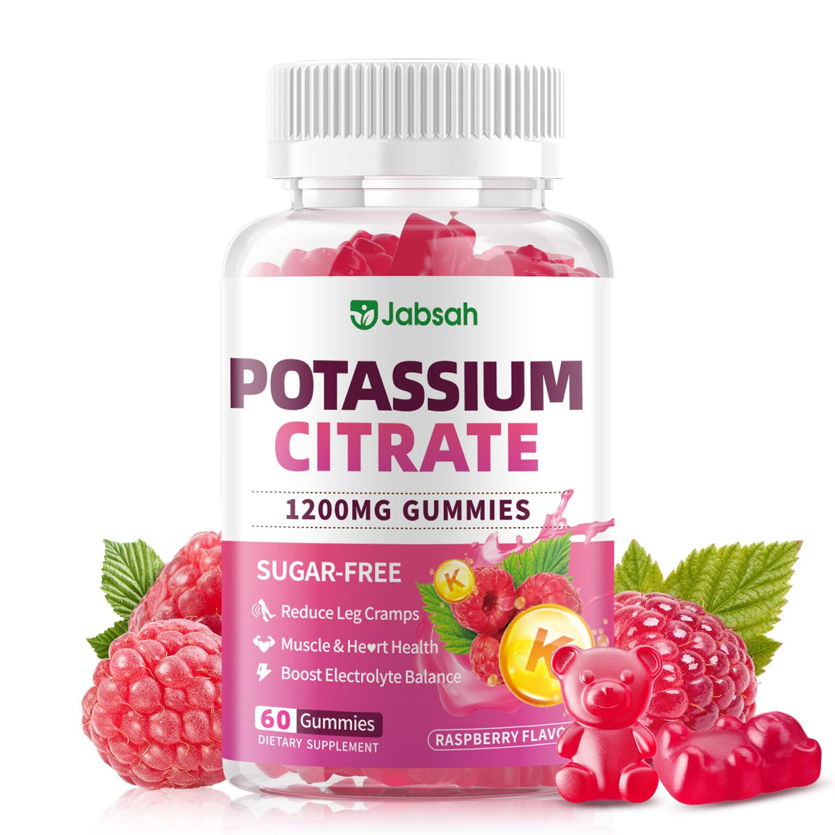 Jabsah Potassium Citrate Gummies 1200mg front view