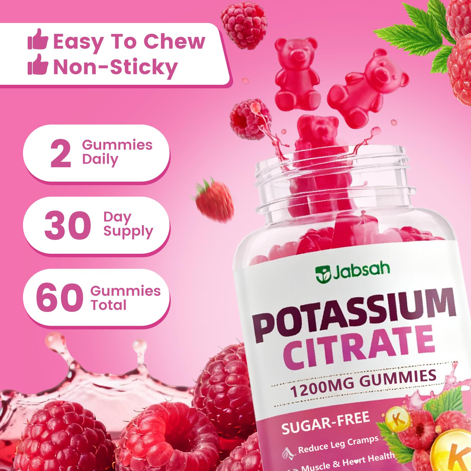Jabsah Potassium Citrate Gummies packaging on a table