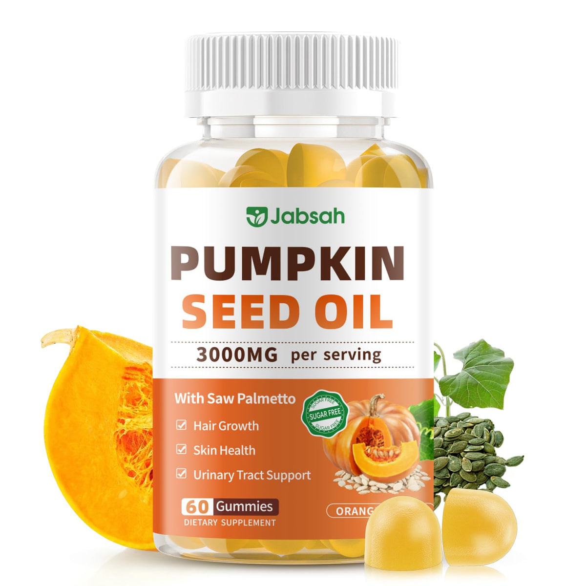 Jabsah Pumpkin Seed Oil & Saw Palmetto Gummies front view