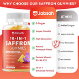 Jabsah Saffron Gummies on a wooden table
