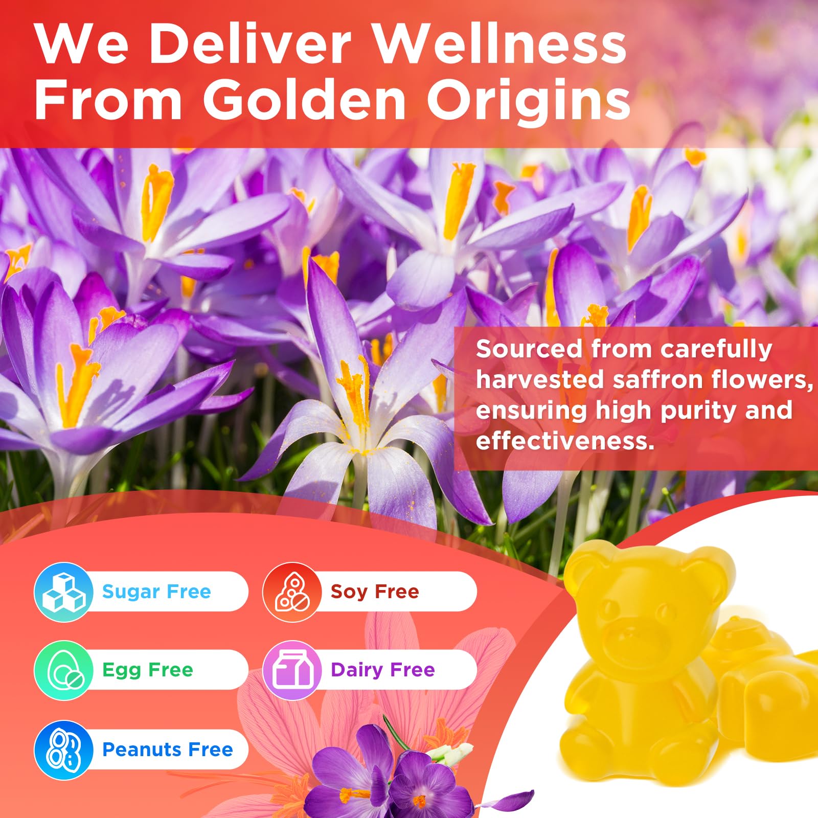 Jabsah Saffron Gummies with vitamins B6, B12, D3, and zinc