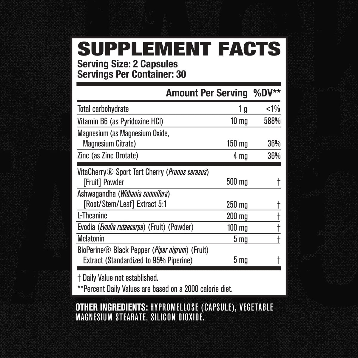 Jacked Factory Build PM Sleep Supplement 85g nutritional information