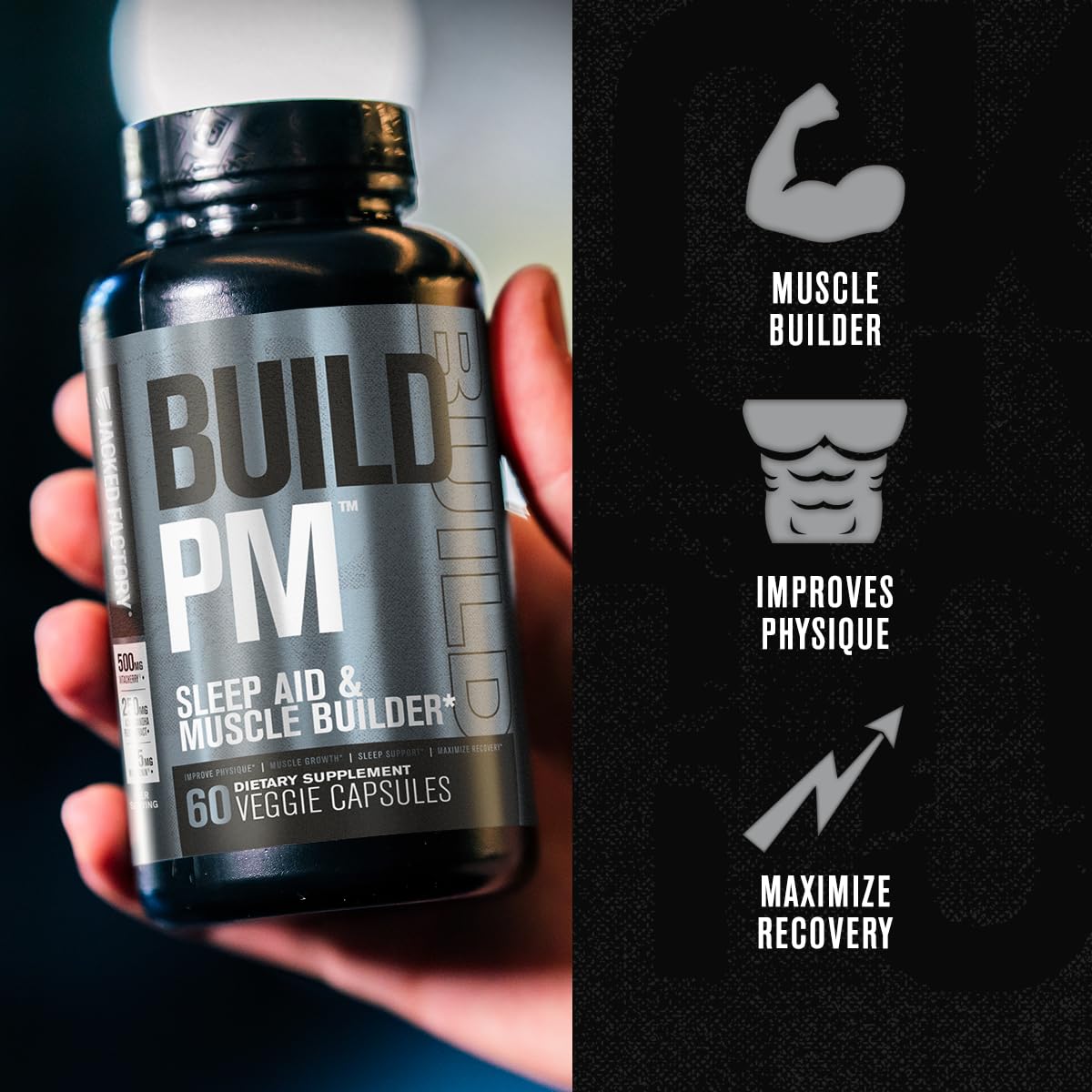Jacked Factory Build PM Sleep Supplement 85g packaging