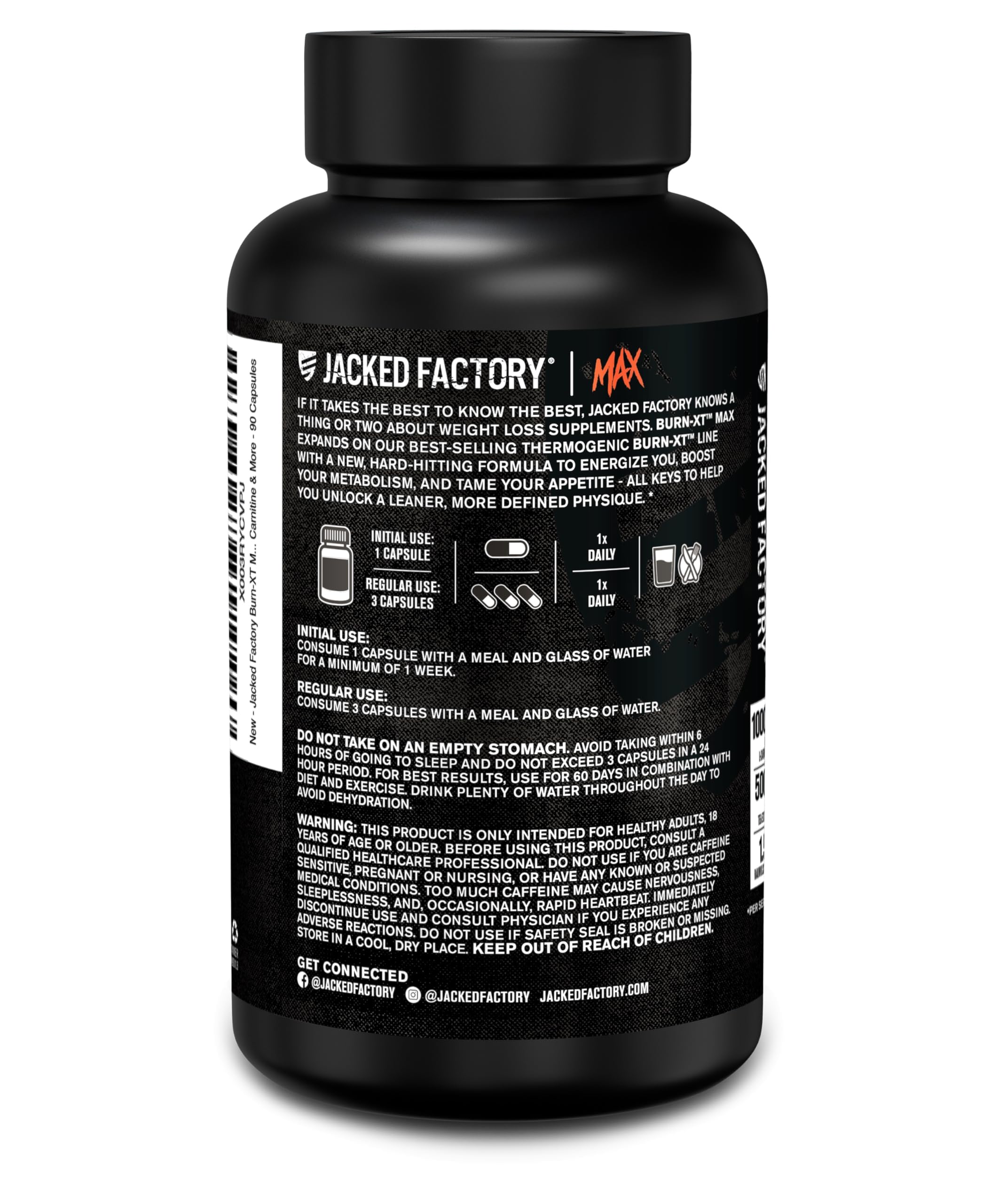 Jacked Factory Burn-XT Max Fat Burner 90 Capsules with fitness accessories