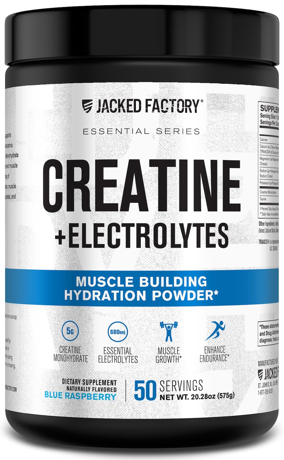 Jacked Factory Creatine + Electrolytes 575g front view