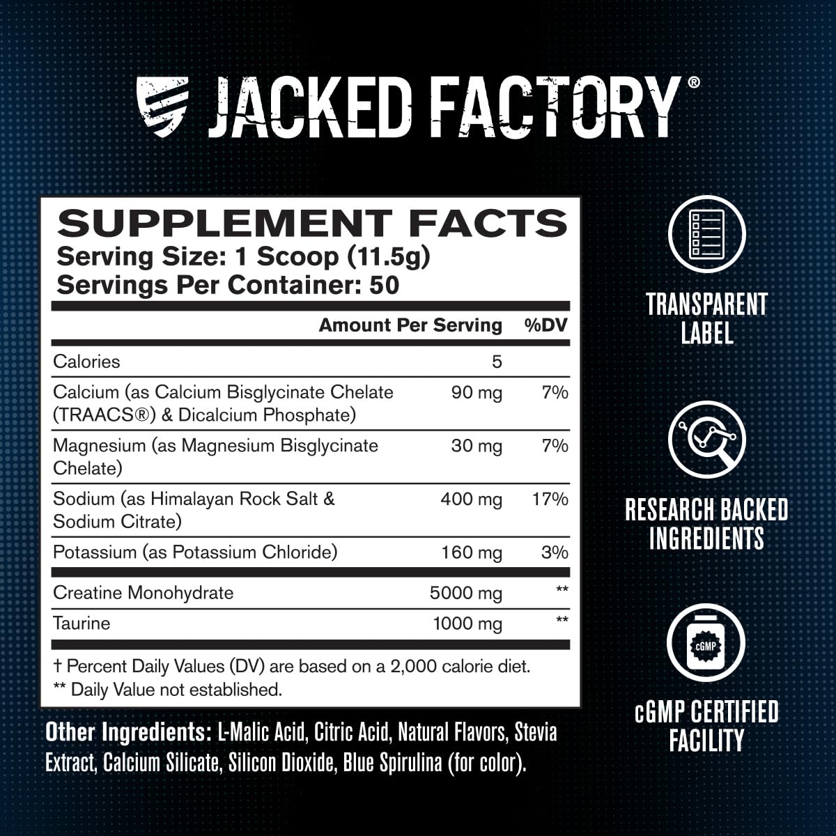 Jacked Factory Creatine + Electrolytes ingredients list