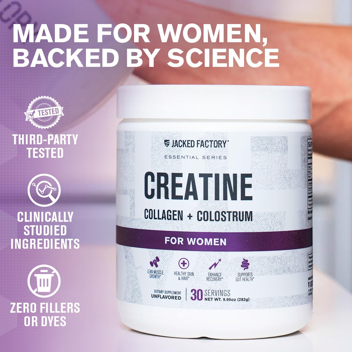 Jacked Factory Creatine for Women 5000mg back view