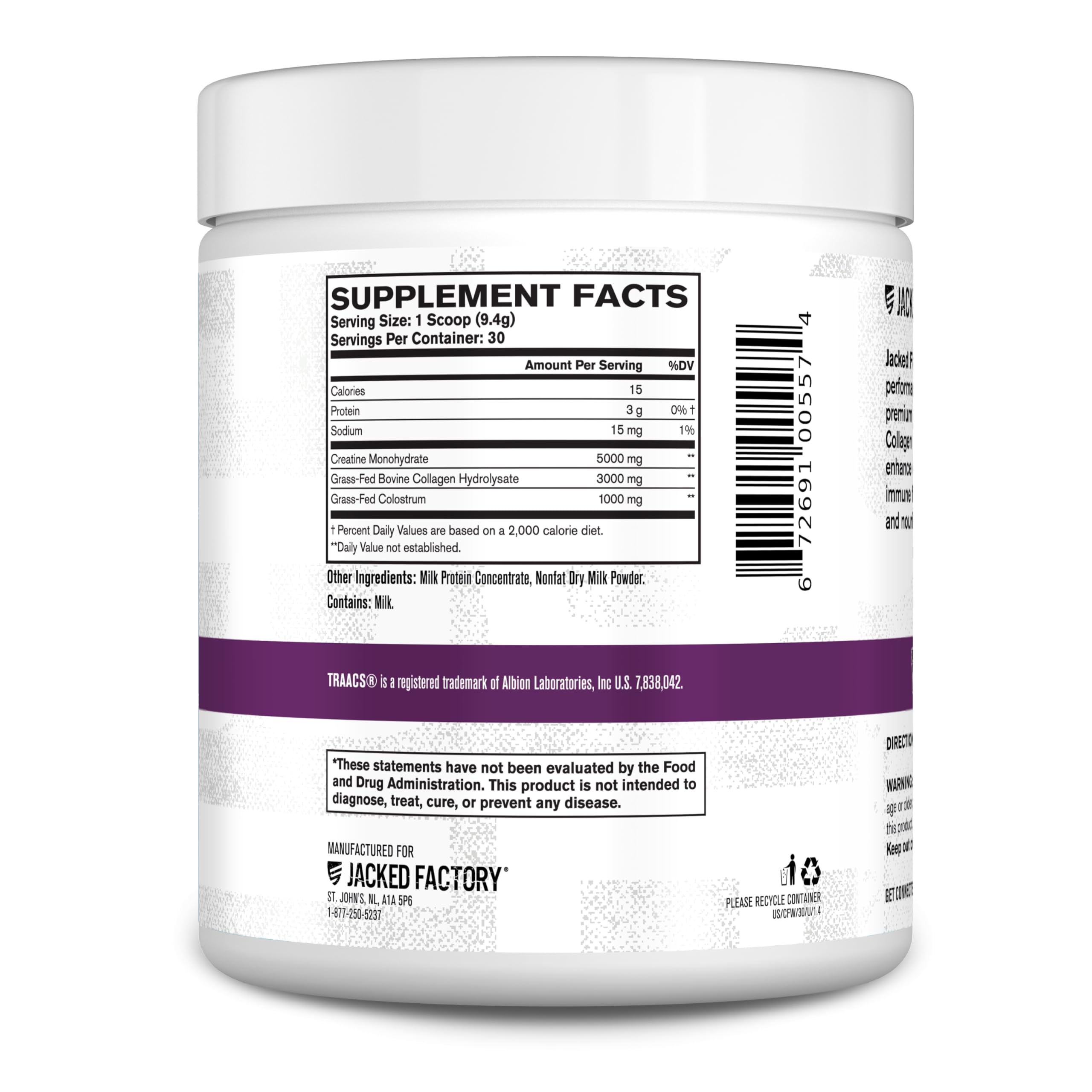 Jacked Factory Creatine for Women 5000mg nutritional information