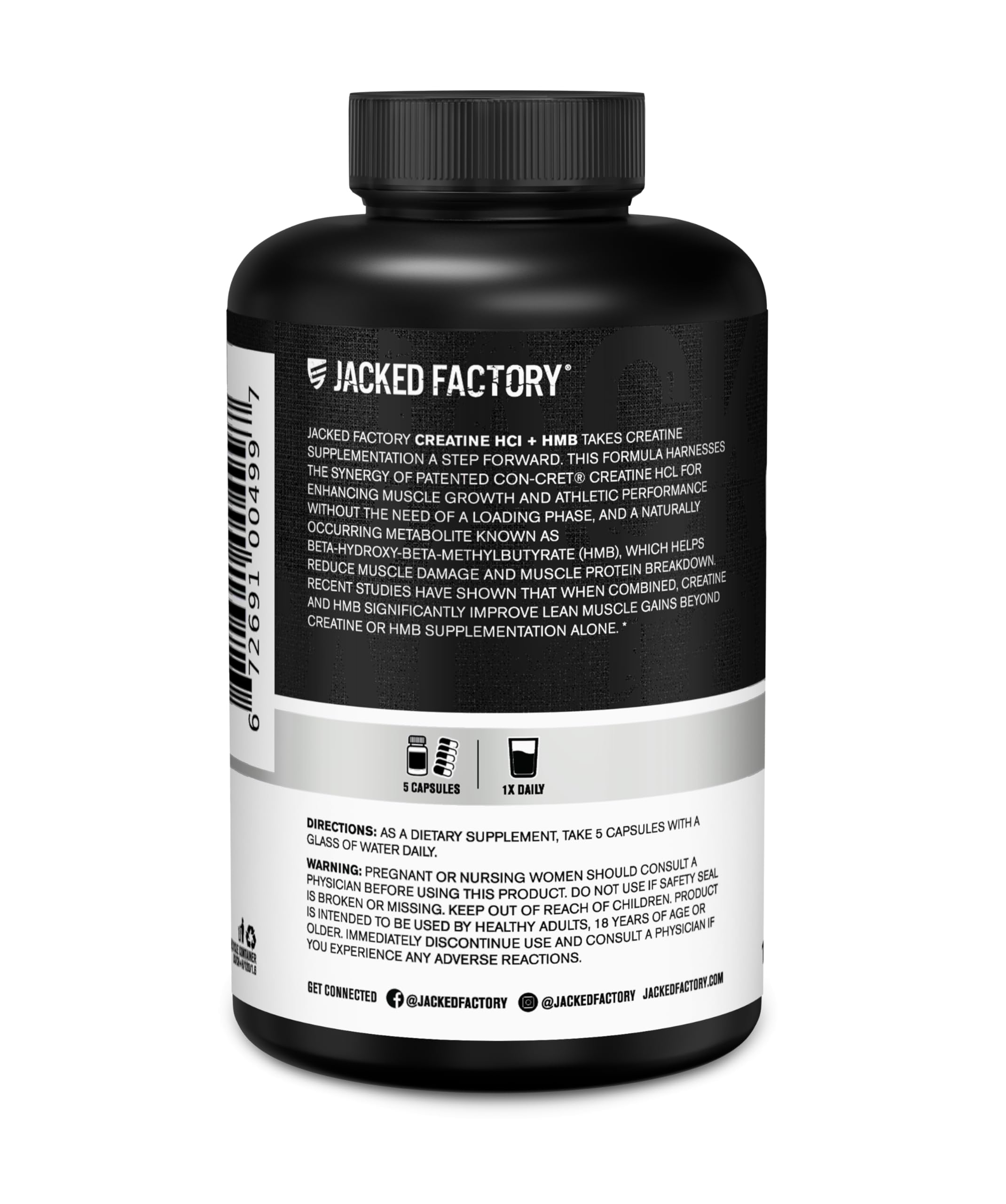 Jacked Factory Creatine HCL + HMB 1500mg Capsules in a gym setting