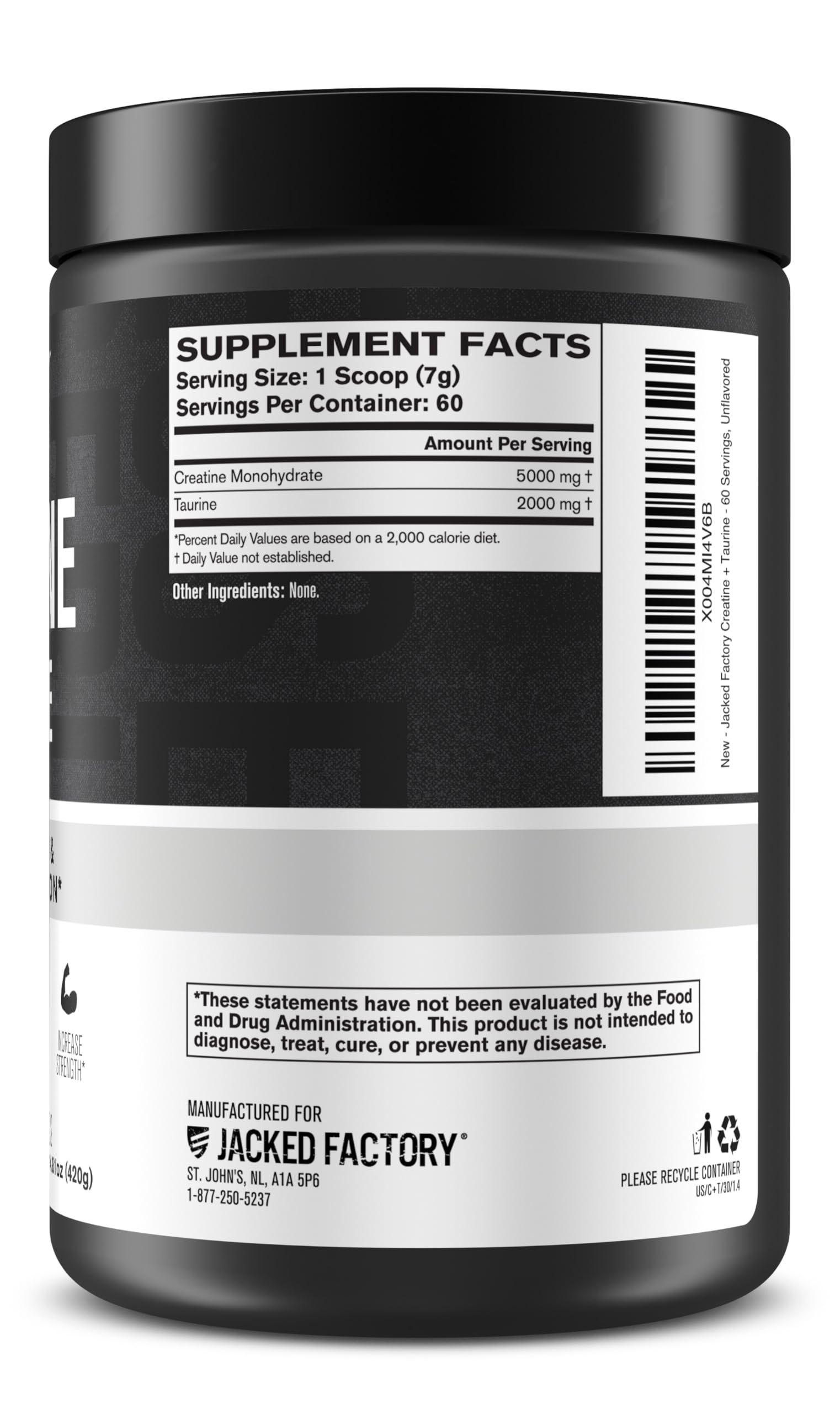 Jacked Factory Creatine Monohydrate on a gym bench