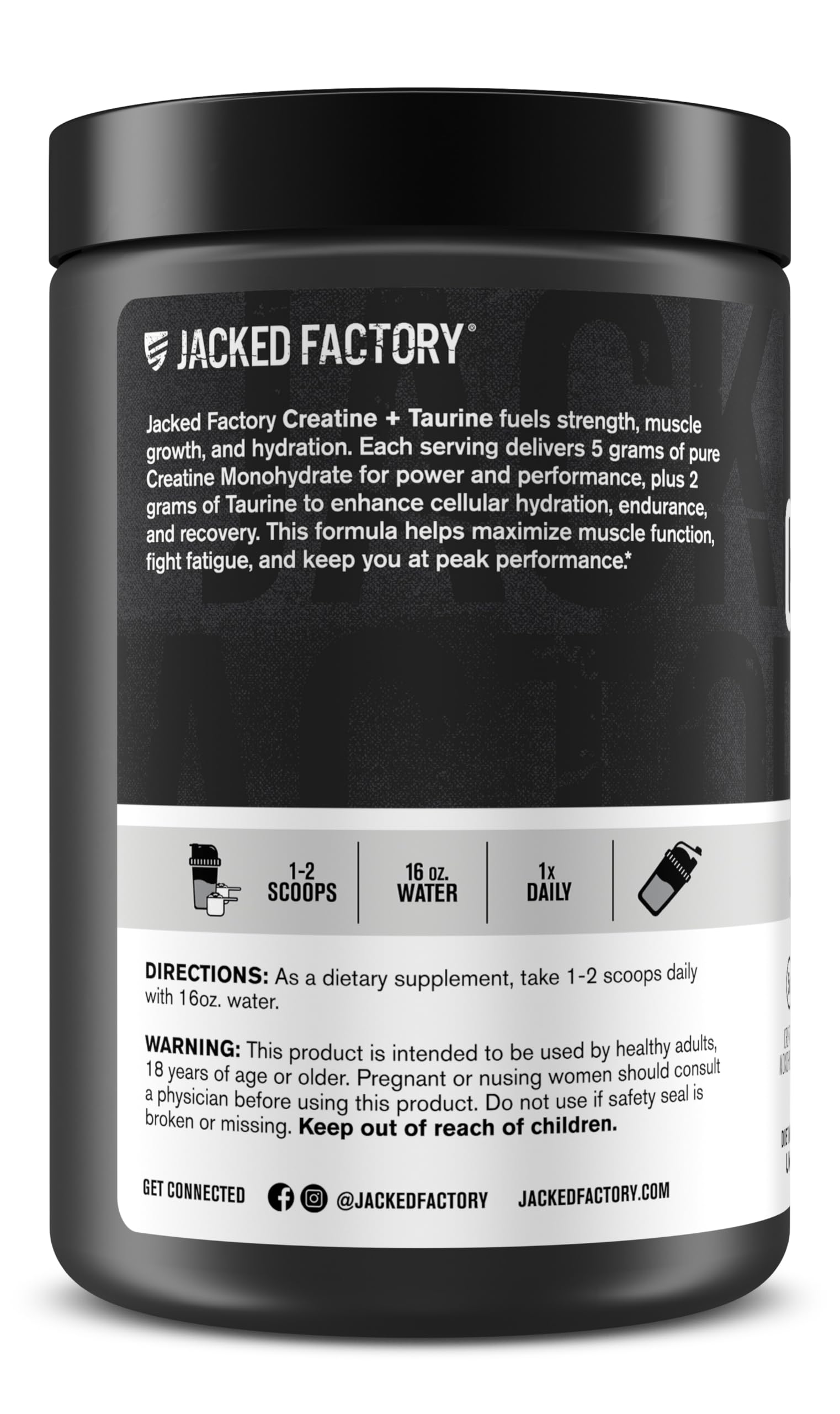 Jacked Factory Creatine Monohydrate with workout gear